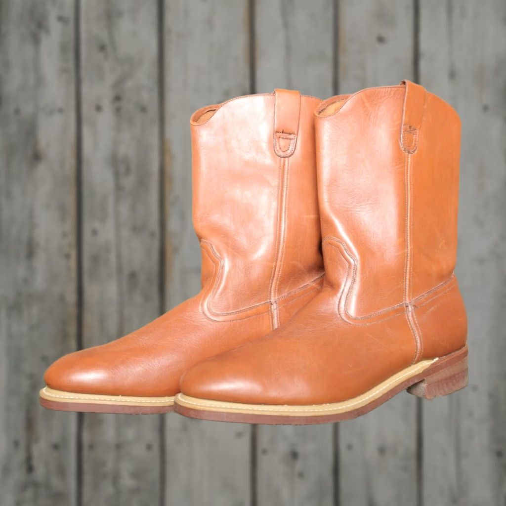 Vintage VINTAGE PROTECTOR Leather 10" Western Work Boots Sz. 9D Steel Toe Brown Men Size US 9 / EU 42 - 1 Thumbnail