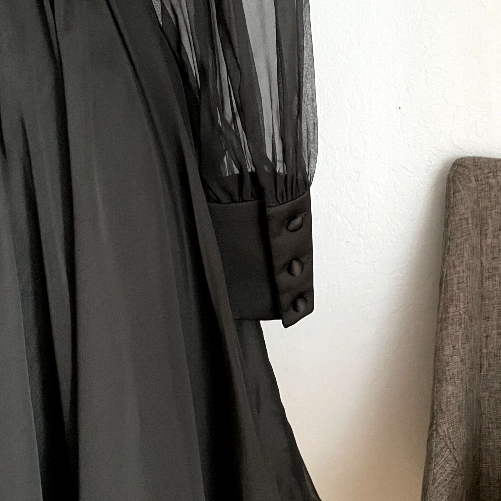 Vintage VINTAGE Coco of California Black Chiffon Dress Cocktail Party 1970s M Black Dress Party Coco of California Womens Size M / US 6-8 / IT 42-44 - 7 Thumbnail