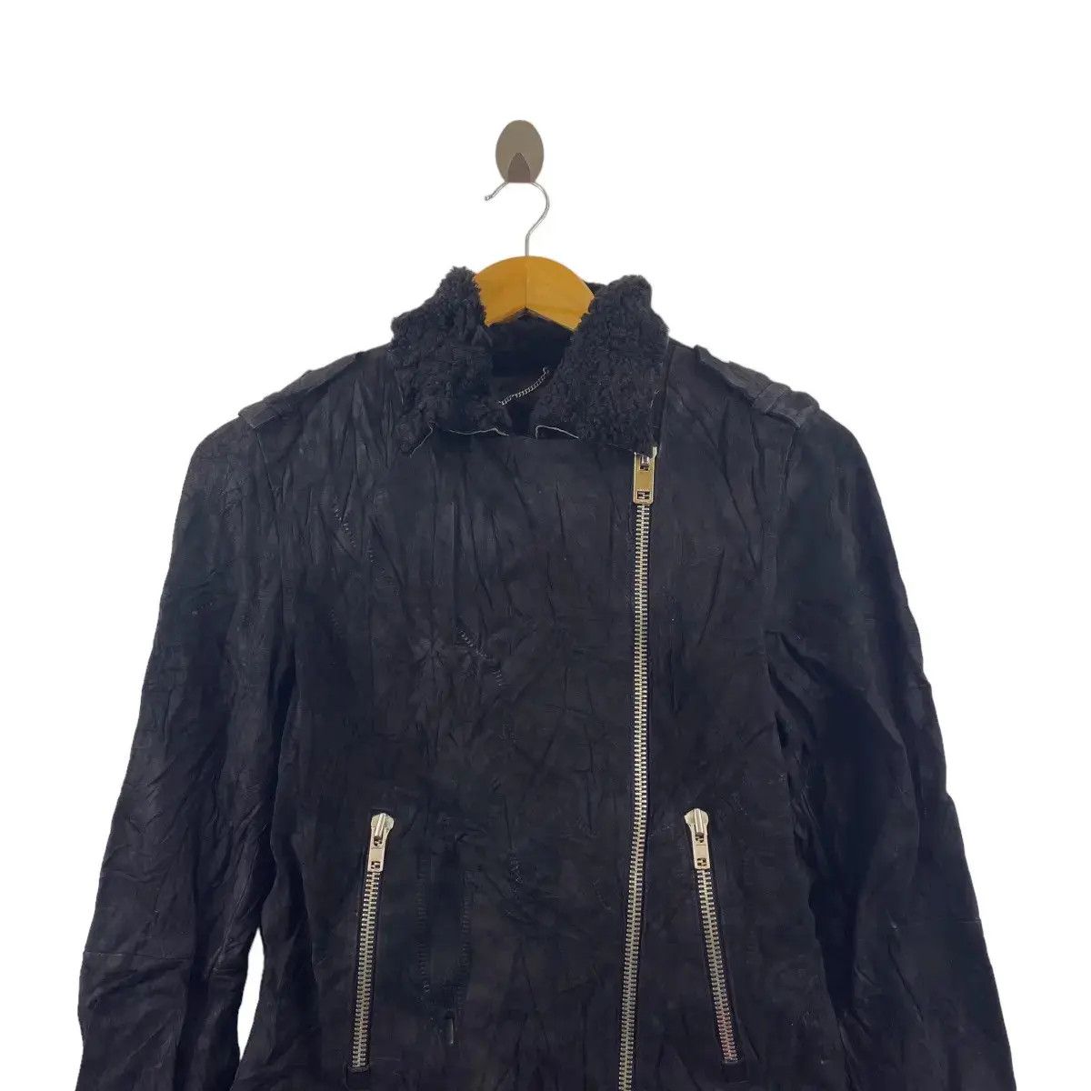 Diesel Vintage DIESEL LEATHER Natural Lamb Motorcycle Rocker Jacket Size S / US 4 / IT 40 - 2 Thumbnail