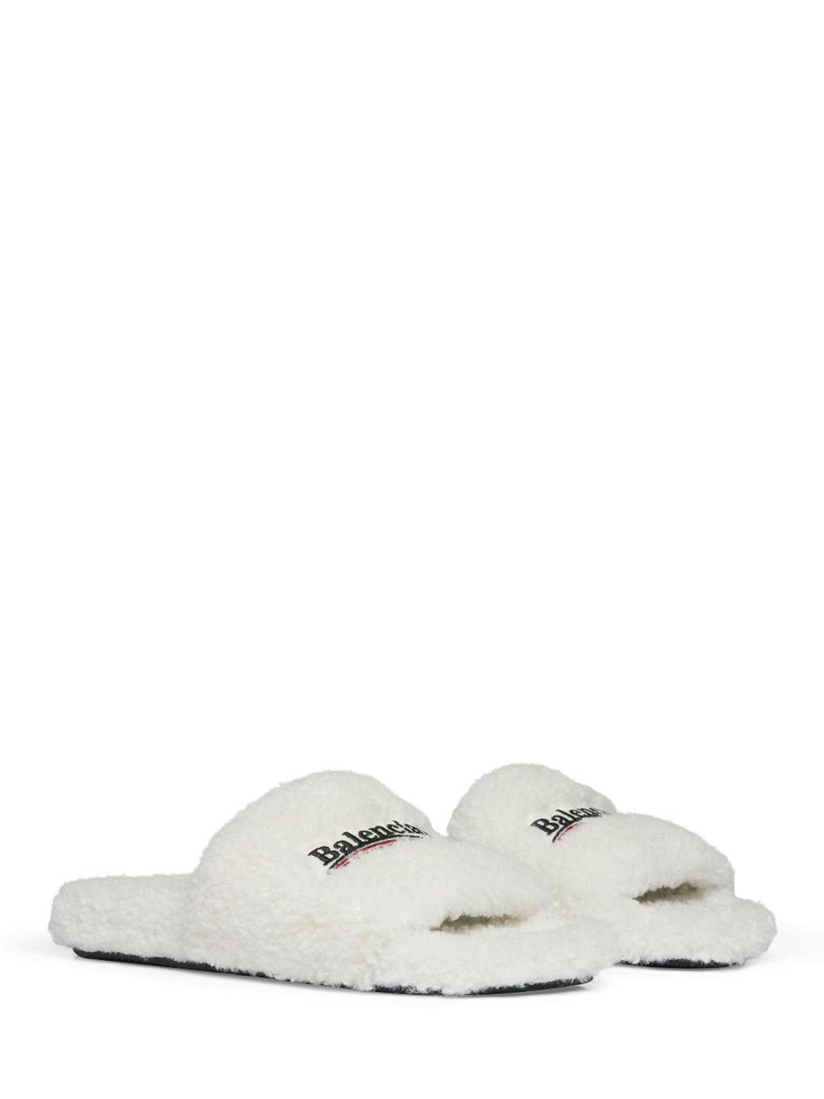 Balenciaga o1s1rm1225 Furry Slide Sandals in White Size US 6 / IT 36 - 5 Thumbnail