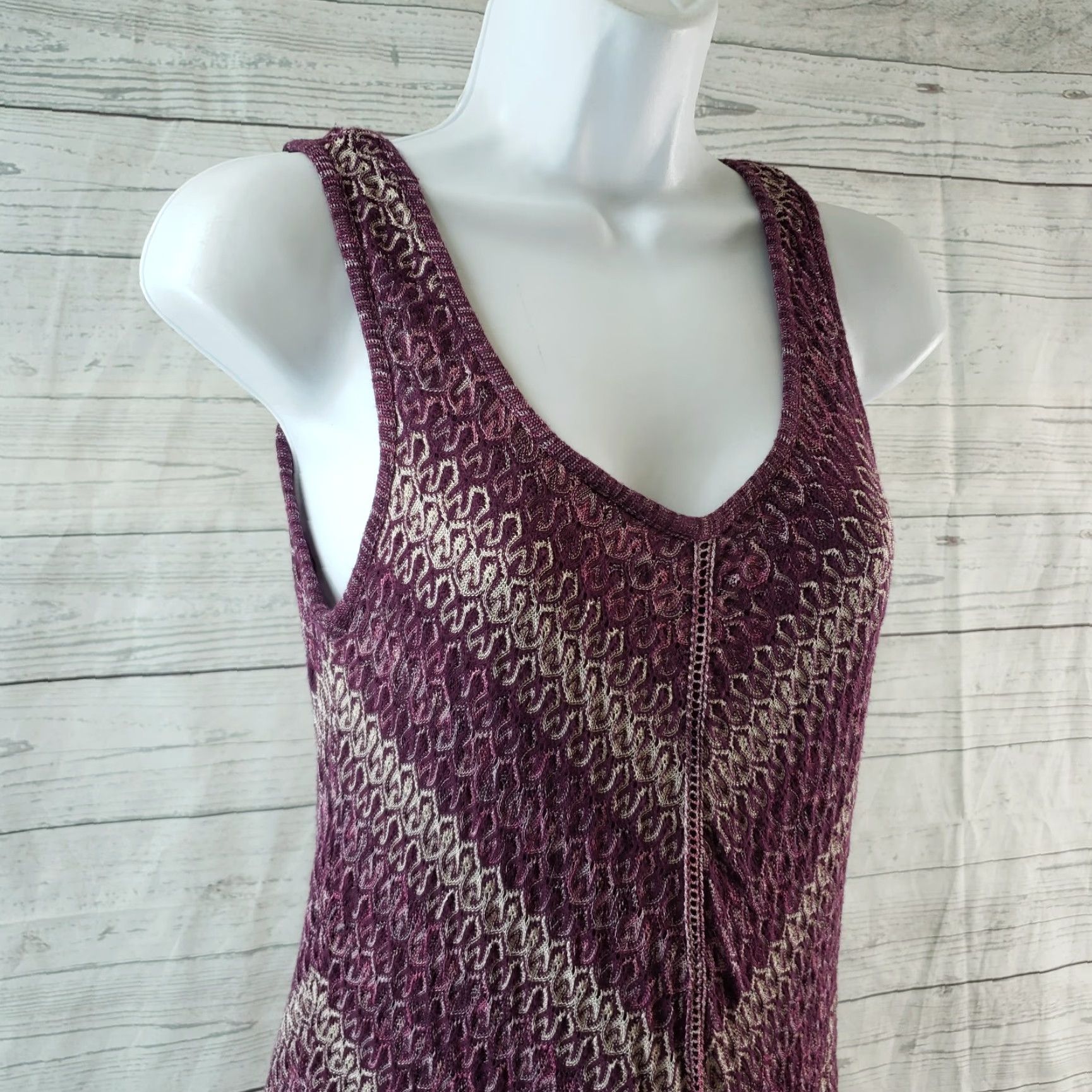 White House Black Market White House Black Market Womens Tank Sz Small Purple Knit Tie Back Size S / US 4 / IT 40 - 2 Thumbnail
