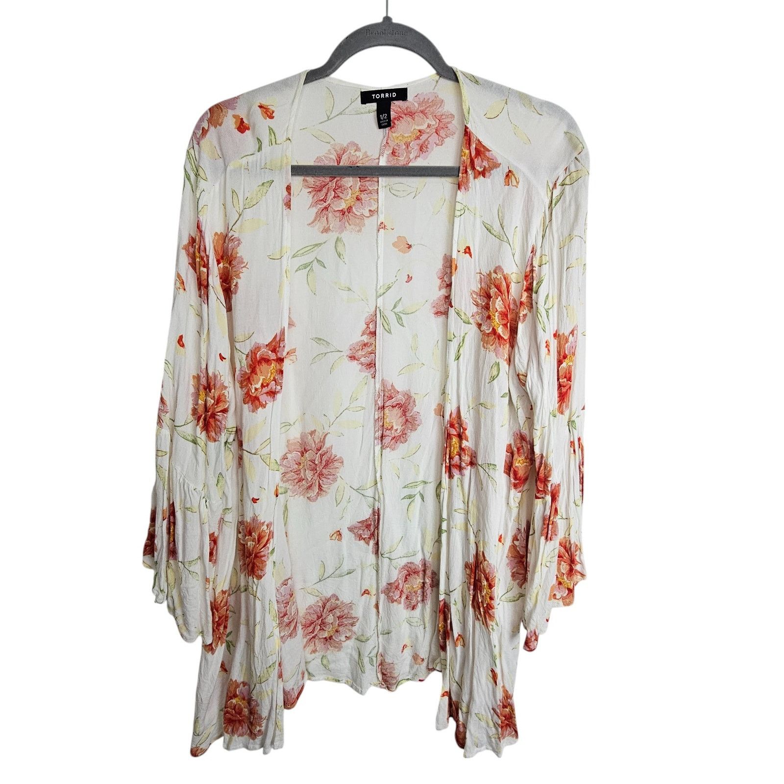 Torrid Torrid Womens Floral Chiffon Kimono Plus Size 1/2X Open Size XXL / US 16-18 / IT 52-54 - 2 Thumbnail