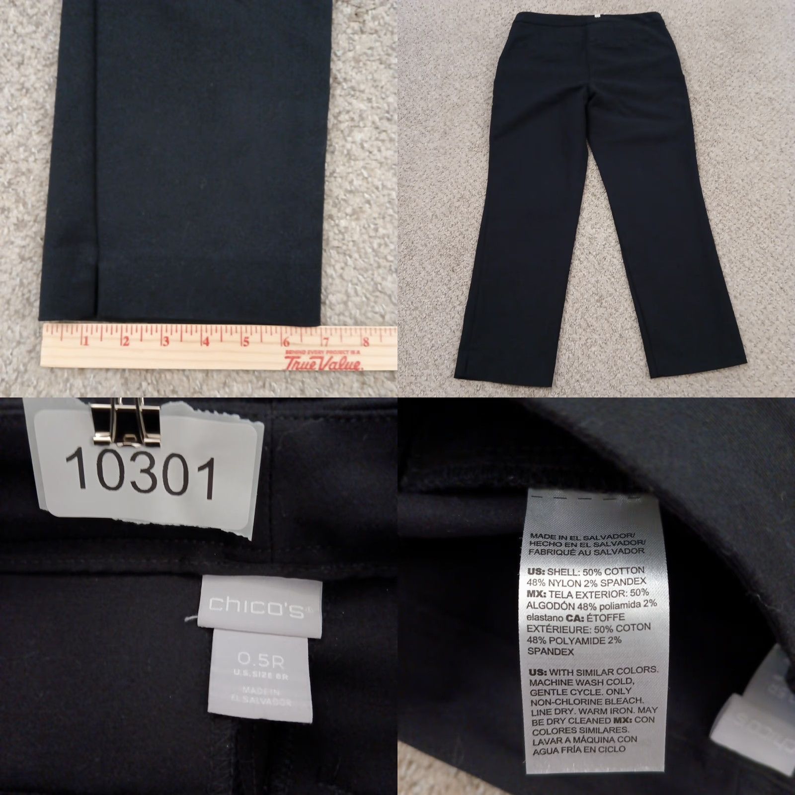 Vintage Chico's Cropped Pants Womens Size 6 US Black Flat Front Pockets Business Straight Leg 31x25 Modern Cropped Size 28" / US 6 / IT 42 - 8 Thumbnail