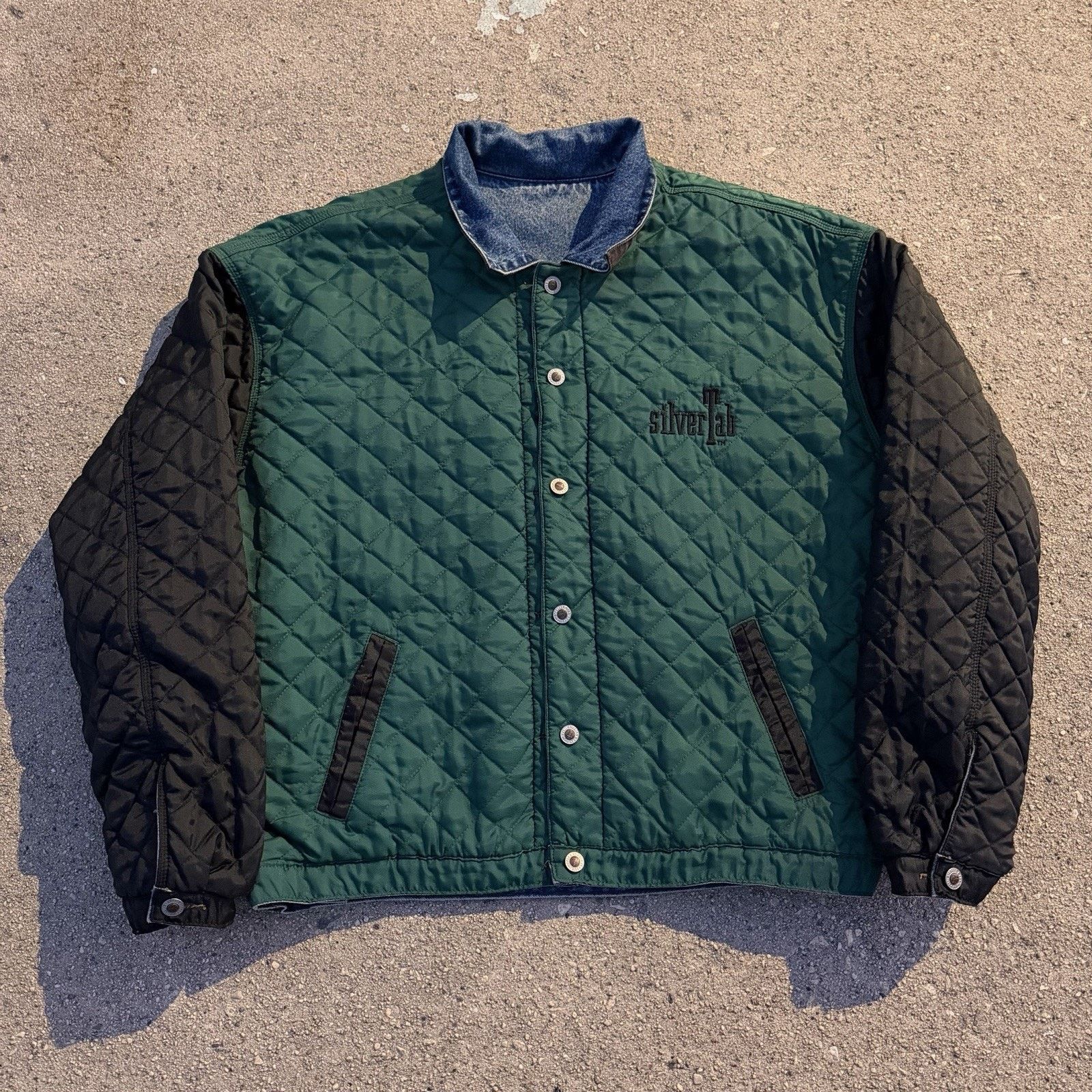 Levi's × Vintage Vintage 90s Levi’s Silvertab Reversible Puffer Denim Jacket Size US XL / EU 56 / 4 - 1 Thumbnail