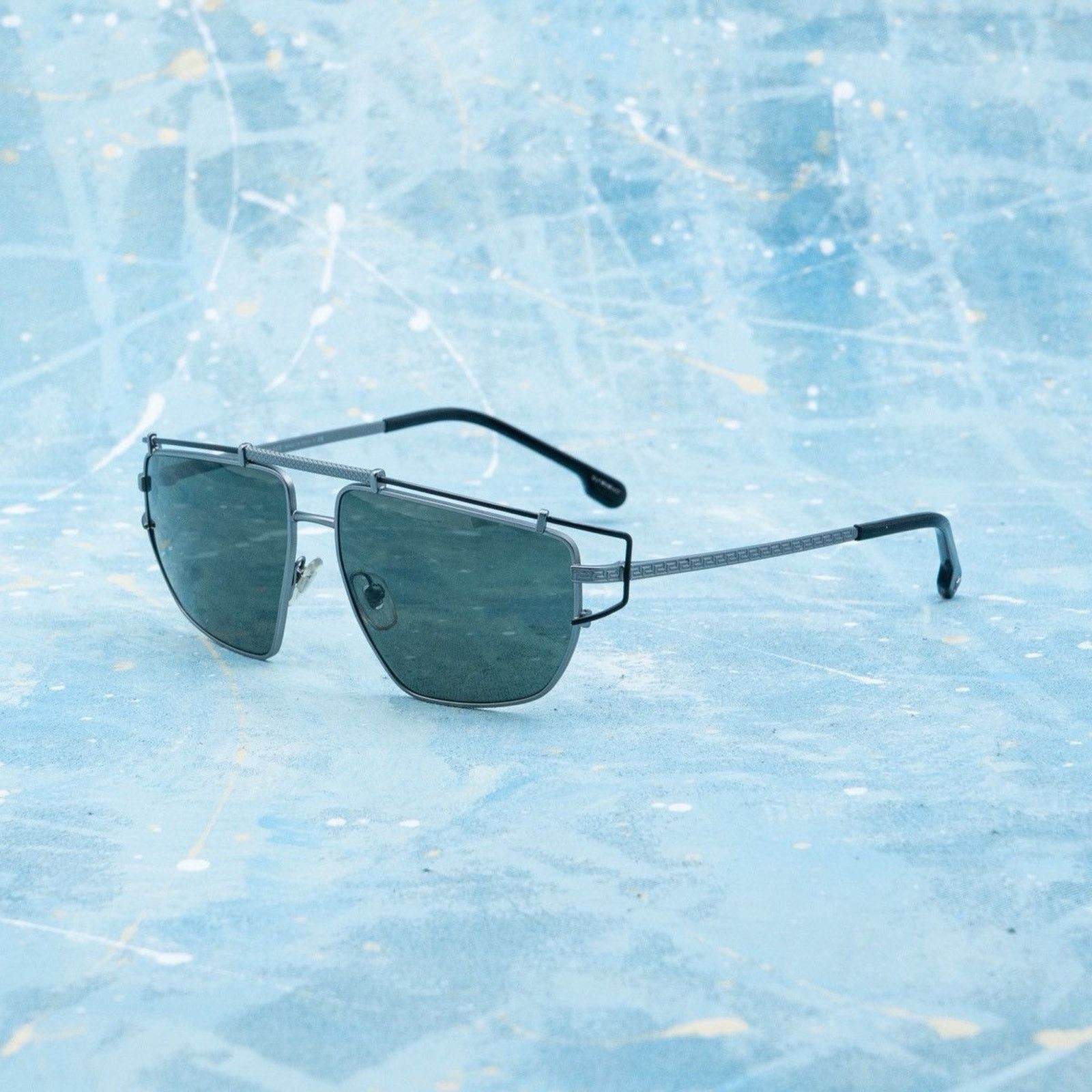 Versace Versace monogram greca logo silver aviator pilot sunglasses Size ONE SIZE - 1 Thumbnail