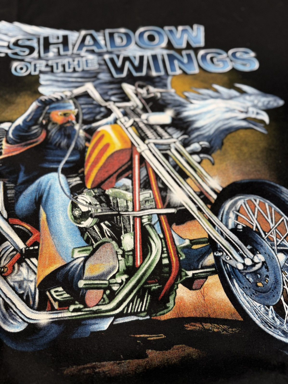 Vintage Y2K Shadow of the Wings Biker T-Shirt Size US XL / EU 56 / 4 - 3 Thumbnail