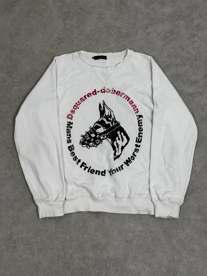 Dsquared2 AW2007 Dsquared2 Dobberman Dog White Crewneck Sweater Size US S / EU 44-46 / 1 - 1 Thumbnail
