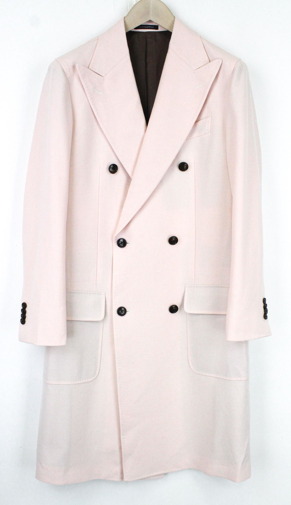 image of Suitsupply Bleecker Uk38L Double-Breasted Pink Wool Cashmere 68966, Men's (Size Medium)