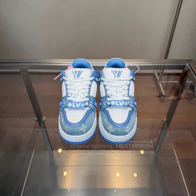 Louis Vuitton Louis Vuitton TRAINER MAXI White and Blue Denim Fat Ding s Size US 8 / IT 38 - 2 Thumbnail