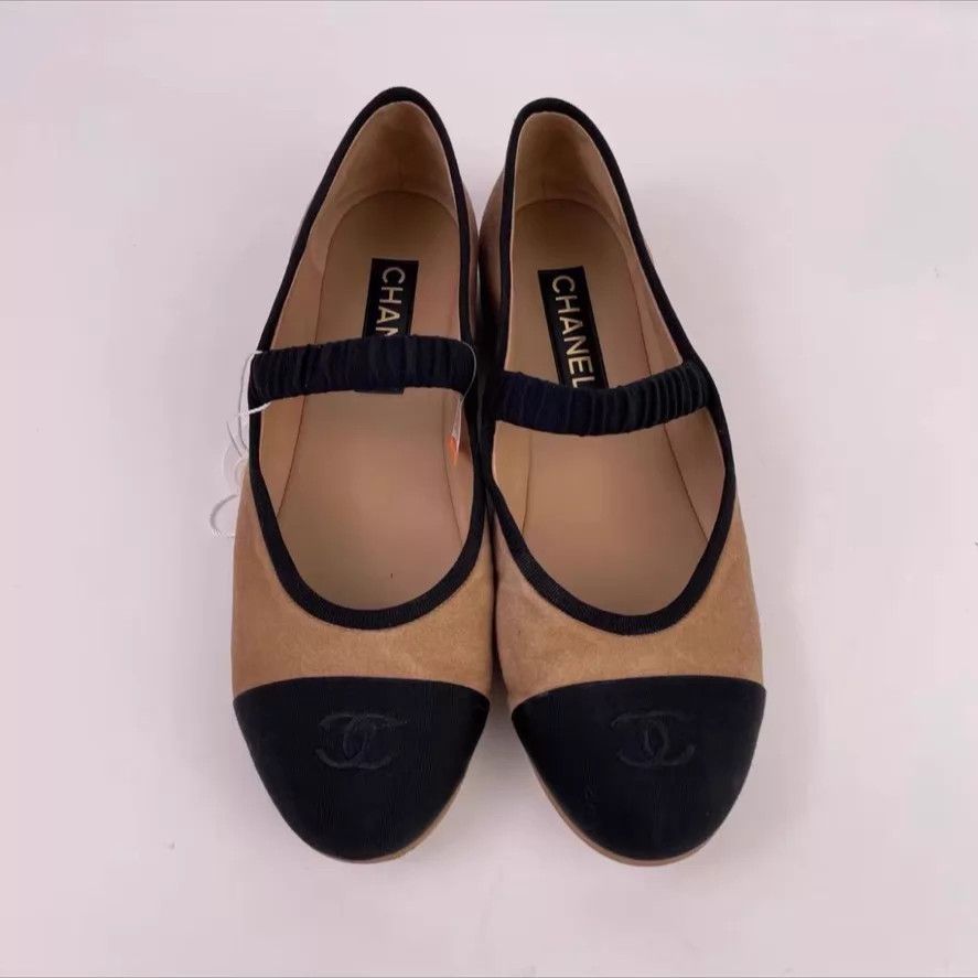 Chanel Chanel Women's Velvet Mary Janes Khaki & Black 42 Size US 11.5 / IT 41.5 - 1 Thumbnail