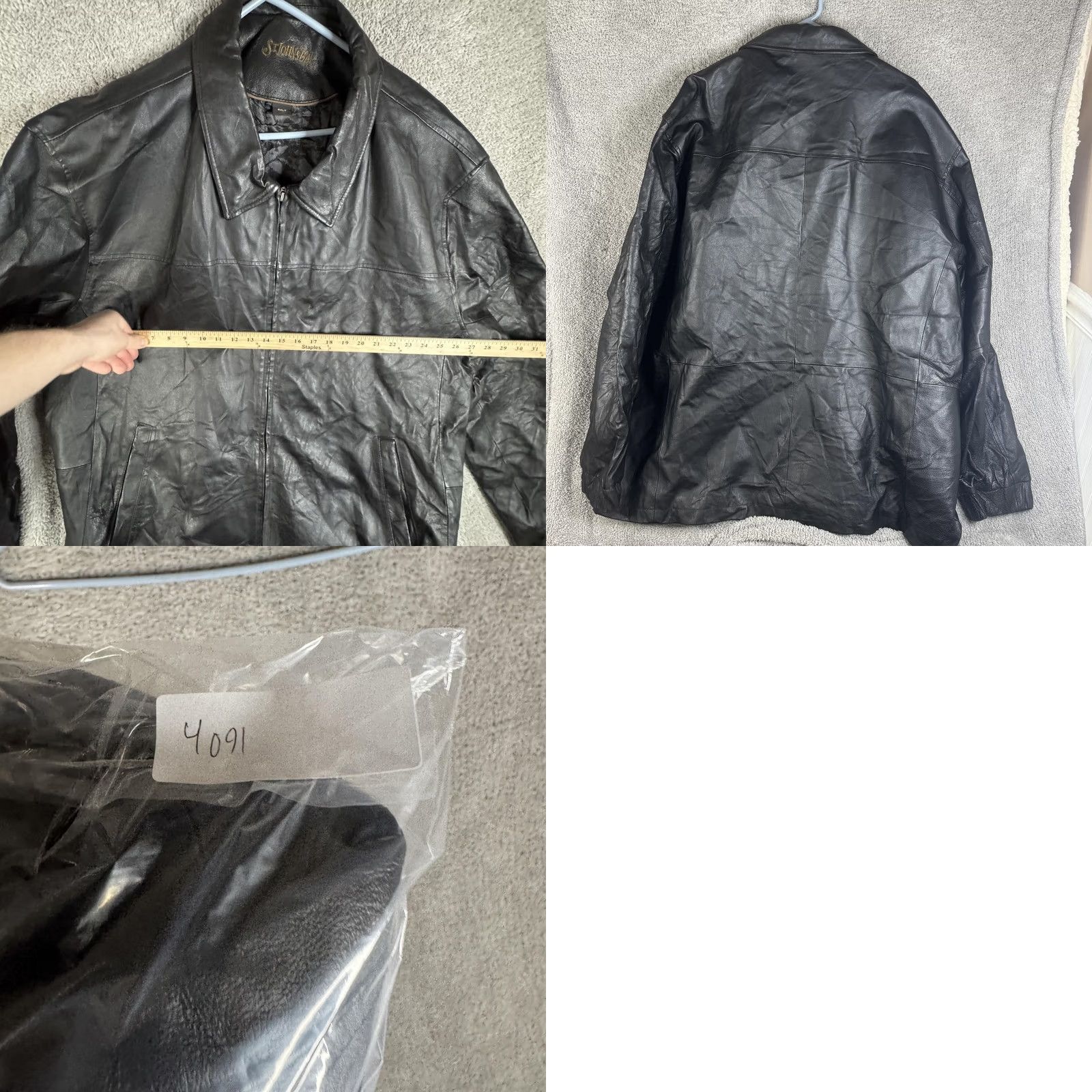 Vintage VINTAGE St. Johns Bay Jacket Mens 3XLT Black Leather Full Zip Mid Length Lined Overcoat Size US XXL / EU 58 / 5 - 9 Thumbnail