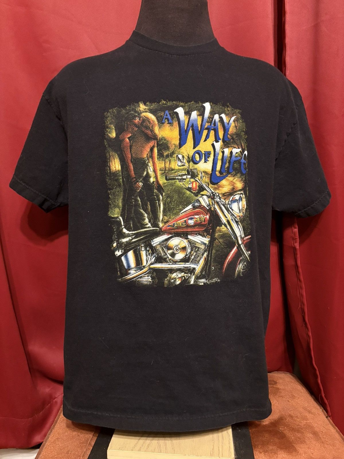Vintage Vintage Way of Life Biker Tshirt 90’s Motorcycle Tee Size US XL / EU 56 / 4 - 1 Thumbnail