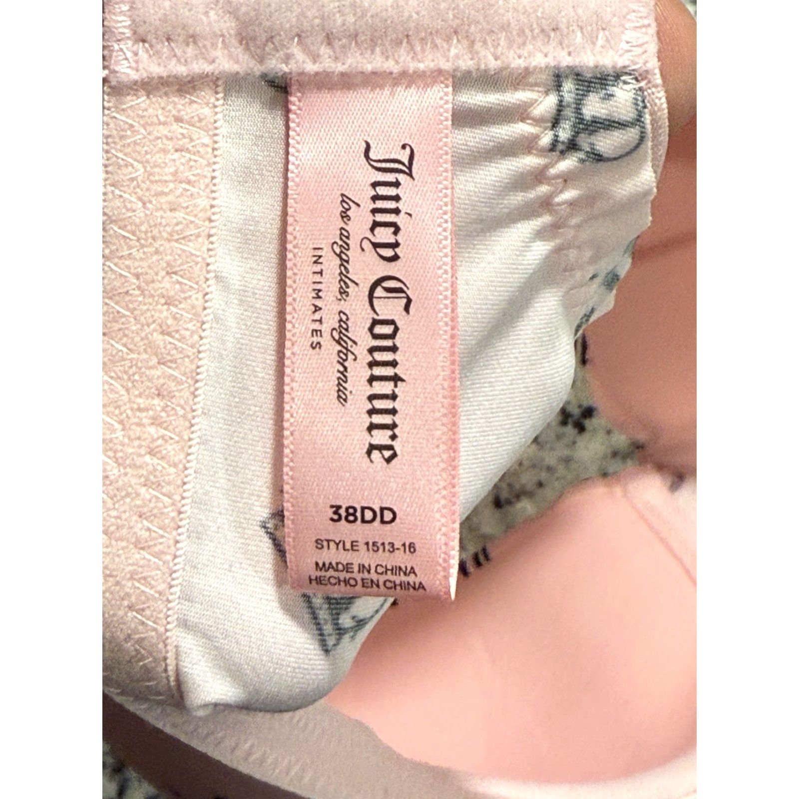 Juicy Couture JUICY COUTURE Sleek & Smooth Bra 38DD Pink Underwired Womens Jersey Logo Script Size ONE SIZE - 5 Thumbnail