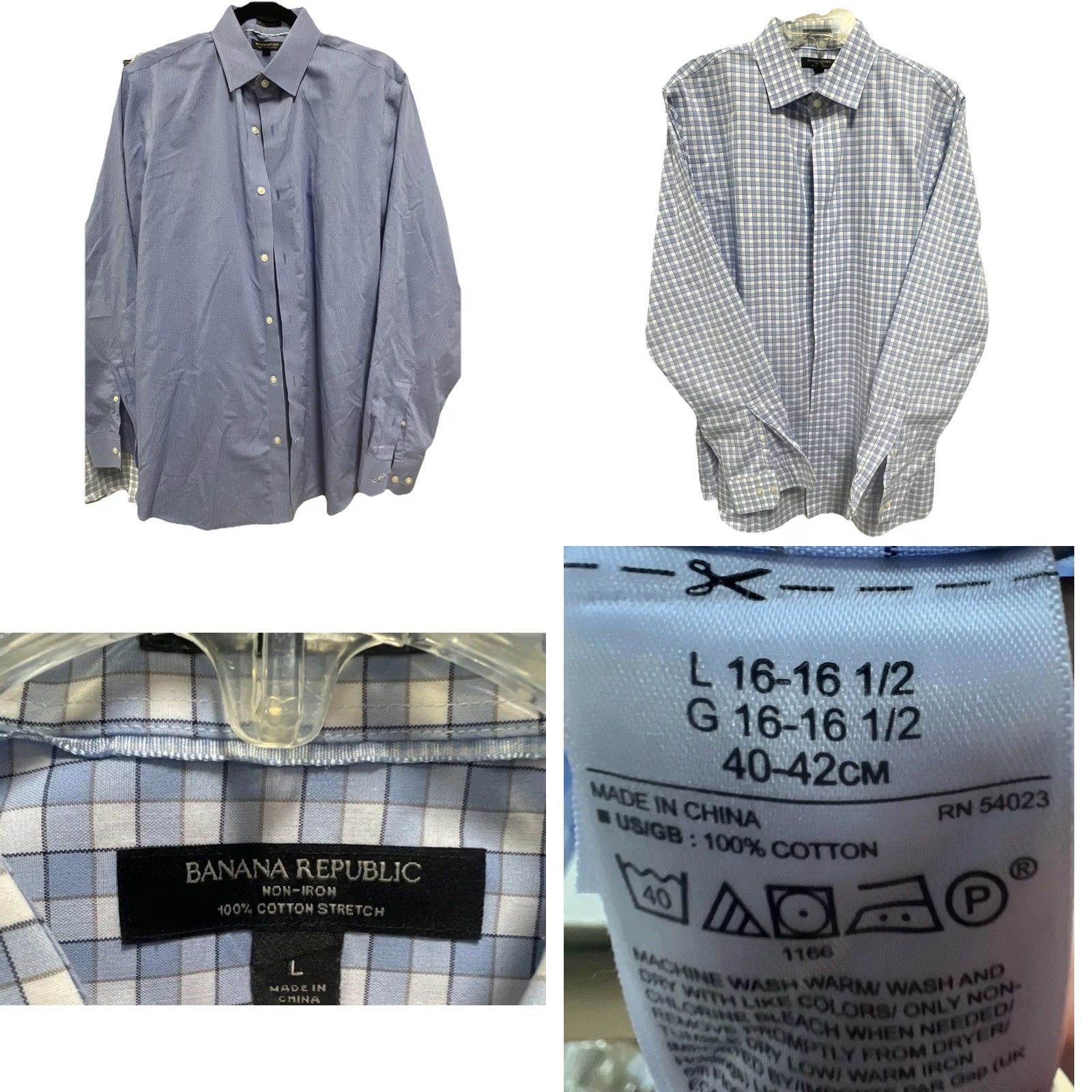 Banana Republic Banana Republic Grant Slim Fit Mens Size Large Check Stripe Shirts Size 42R - 8 Thumbnail