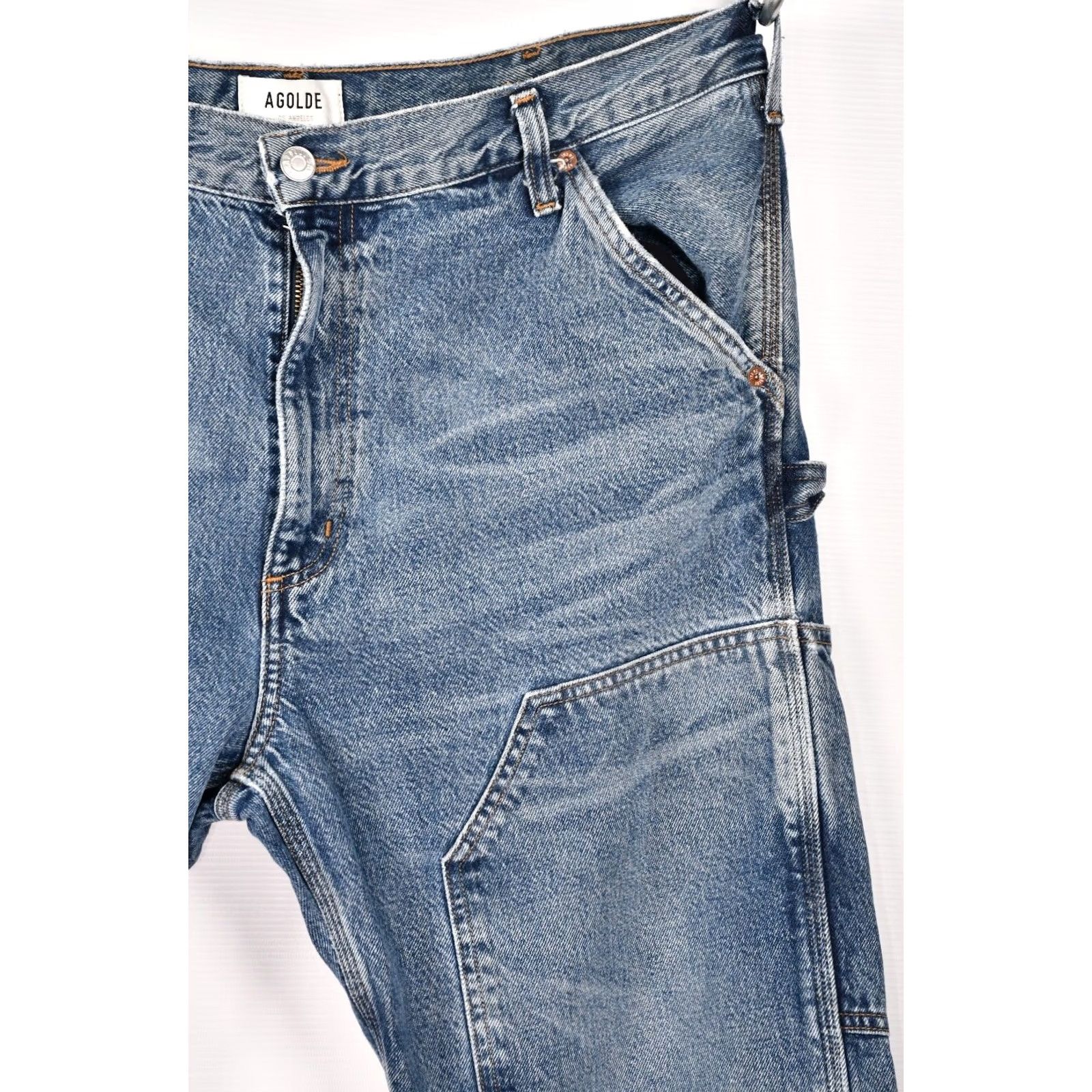 Agolde AGOLDE Rami Carpenter Mid-Rise Straight Jeans 32 Blue Denim Women Regular Size 32 Vintage No Size 24" / US 00 / IT 34 - 3 Thumbnail