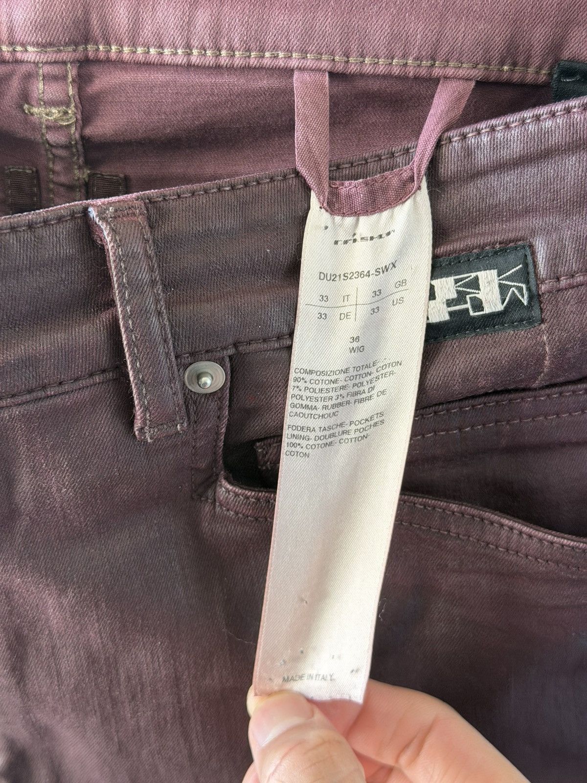 Rick Owens SS21 Wig Waxed Tyrone Cut Denim Jeans 33 Size US 33 - 7 Thumbnail