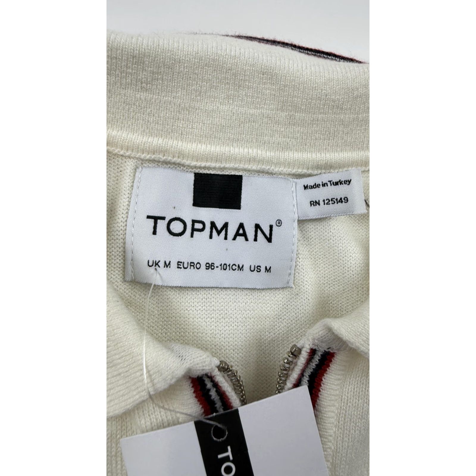 Topman Topman Pullover Sweater Mens Medium White Knit Collared Zip Long Sleeve Lightweight Size US M / EU 48-50 / 2 - 4 Thumbnail