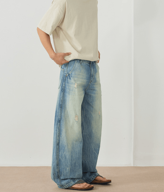 Japanese Brand × Jean Men's lightning pattern street baggy ripped scimitar jeans Size US 32 / EU 48 - 4 Thumbnail
