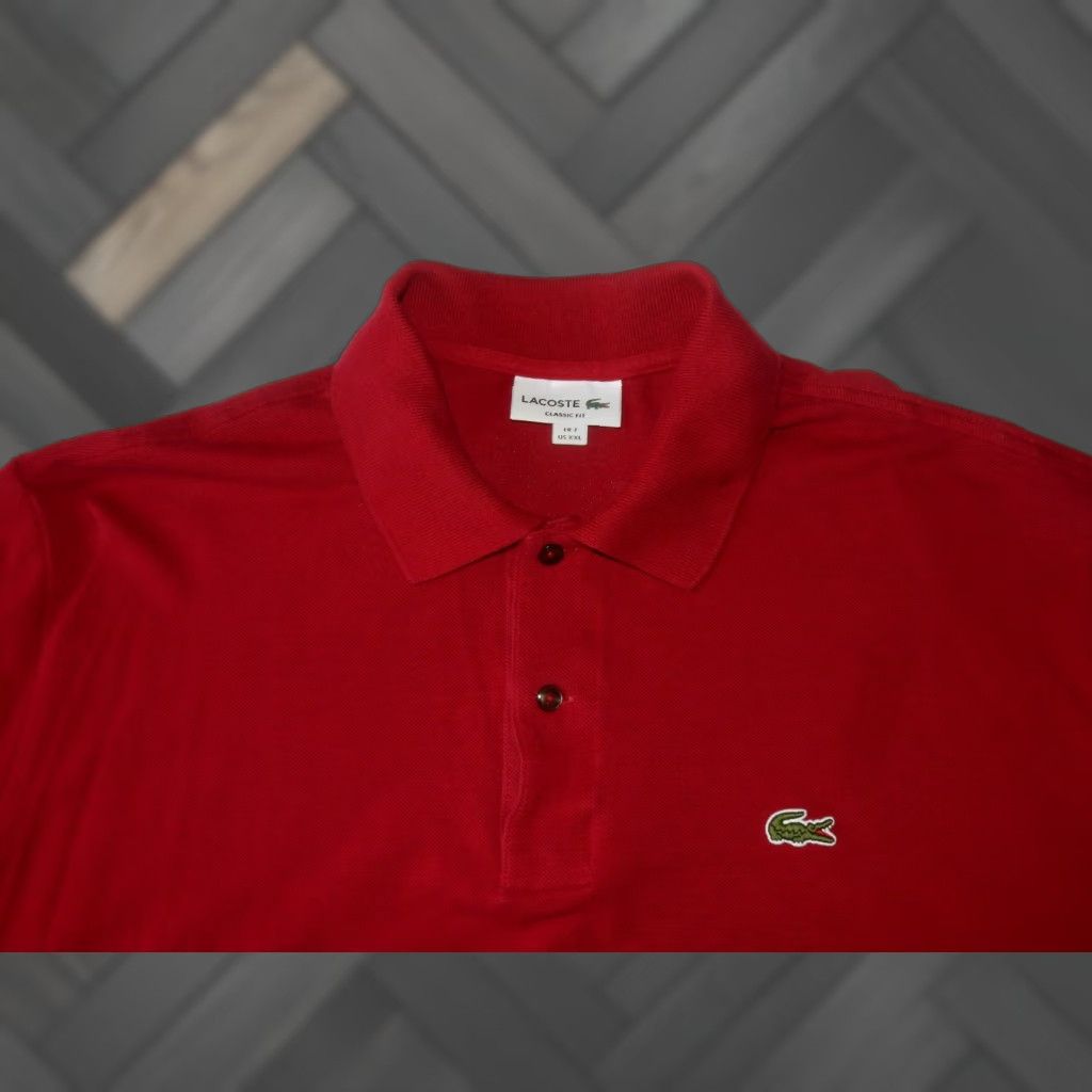 Lacoste Lacoste Polo Shirt Men Short Sleeve Solid Red Cotton 2XL Size 7/XXL Size US XXL / EU 58 / 5 - 1 Thumbnail