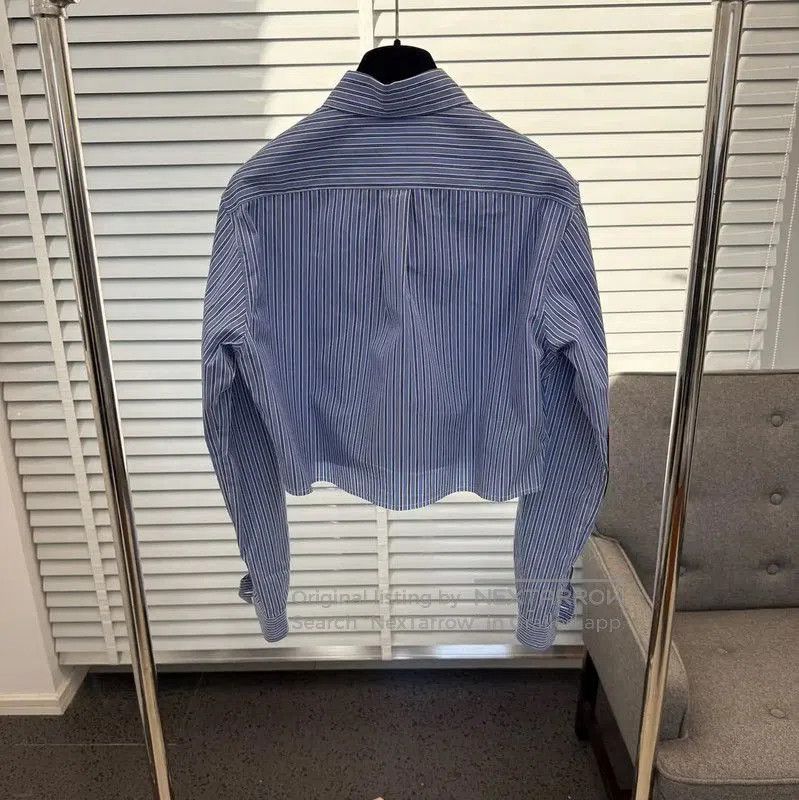 Miu Miu Miu Miu Blue Cropped Long Sleeve Shirt . Size M / US 6-8 / IT 42-44 - 1 Thumbnail