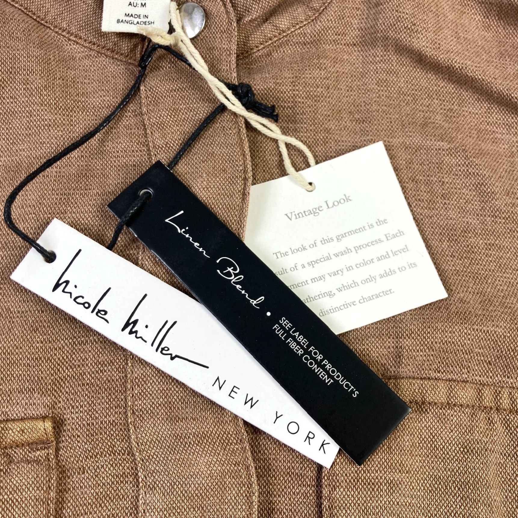Nicole Miller Nicole Miller New York Linen Jacket Women's Medium Brown Full Zip Long Sleeve Size M / US 6-8 / IT 42-44 - 6 Thumbnail