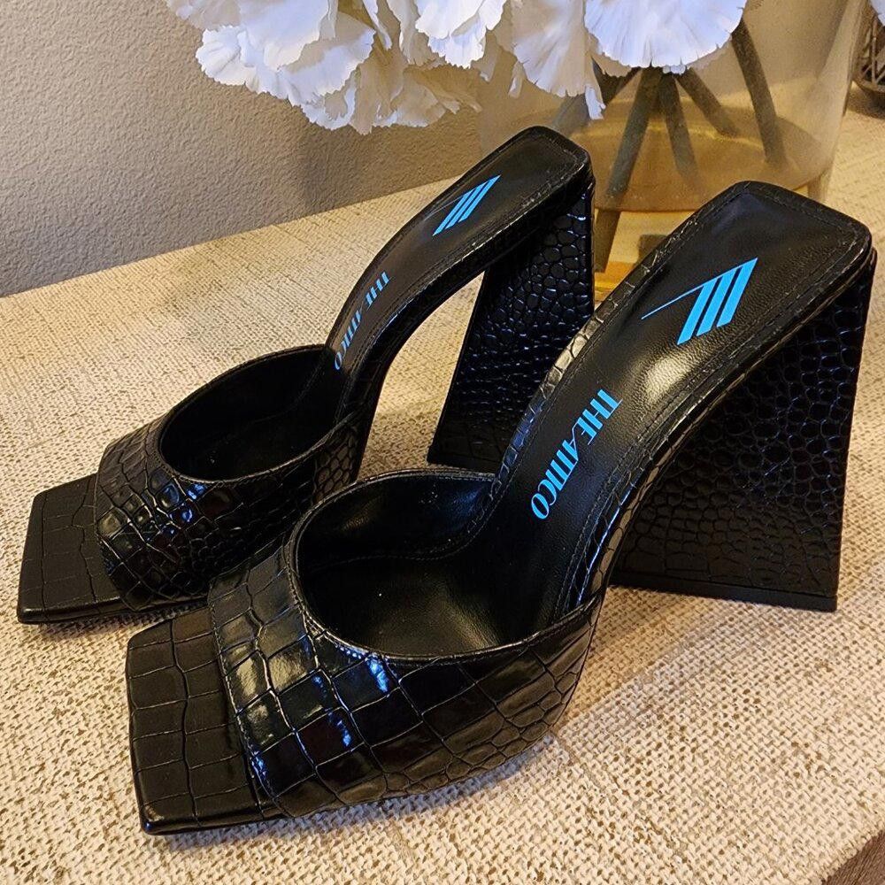 Vintage THE ATTICO "Mini Devon" Crocodile Effect Mule Size US 9 / IT 39 - 3 Thumbnail