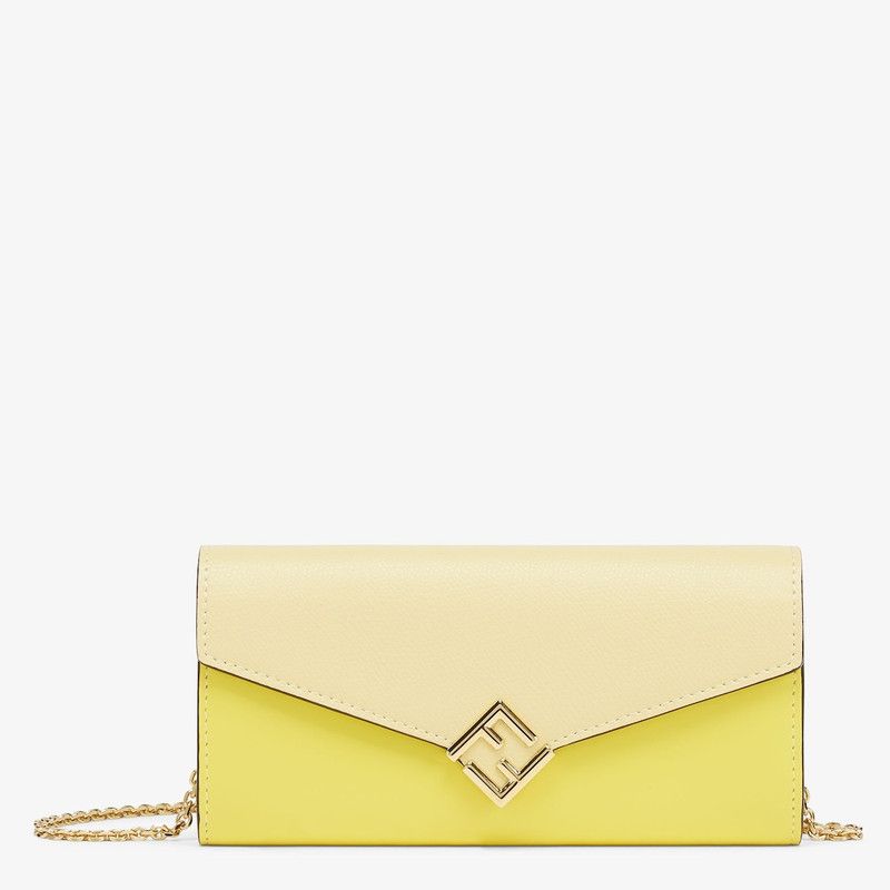 Fendi o1s1wg111225 Size:OS/Continental With Chain in Yellow/Beige Size ONE SIZE - 1 Thumbnail