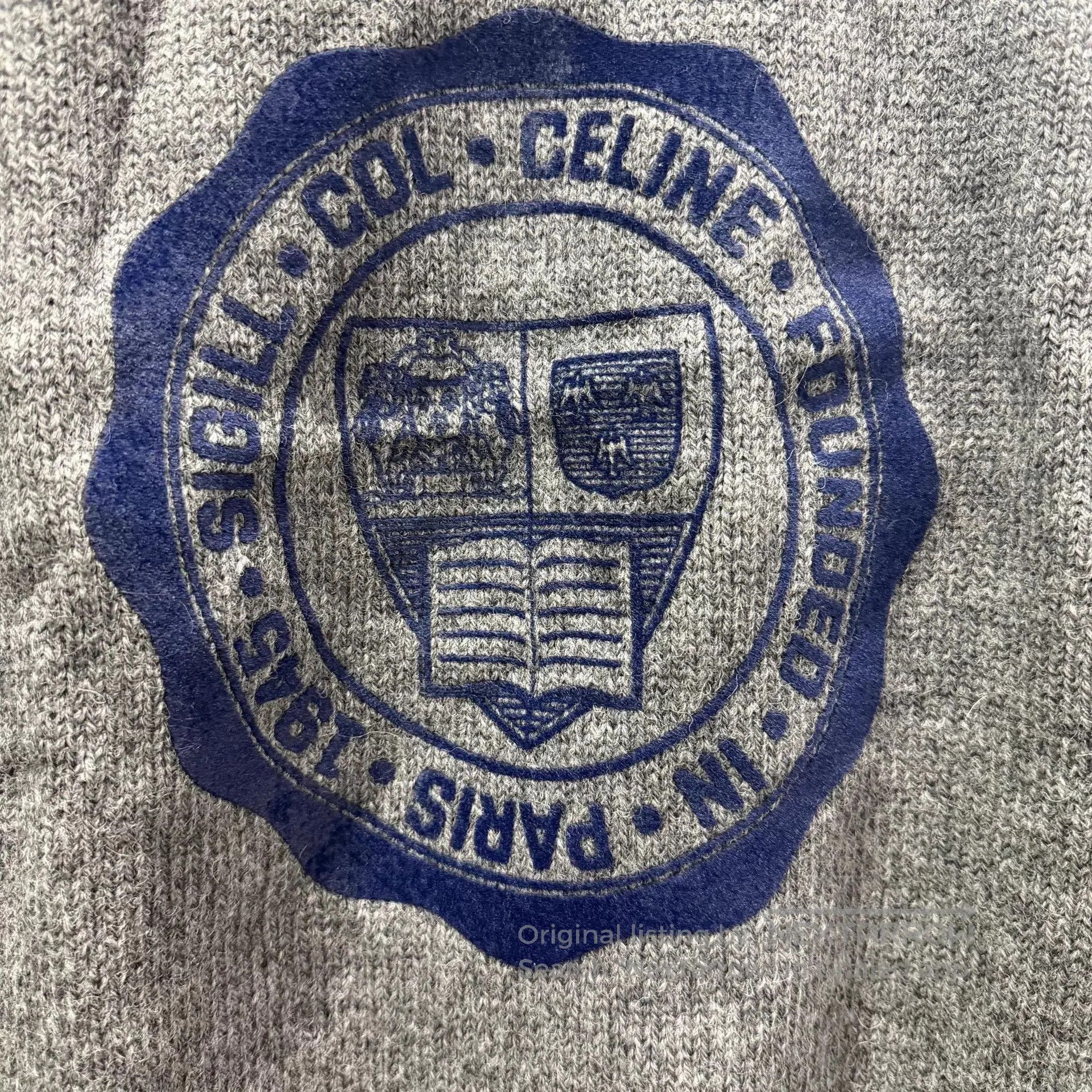 Celine Gray Knit Sweater with Blue Emblem. Size US S / EU 44-46 / 1 - 2 Thumbnail
