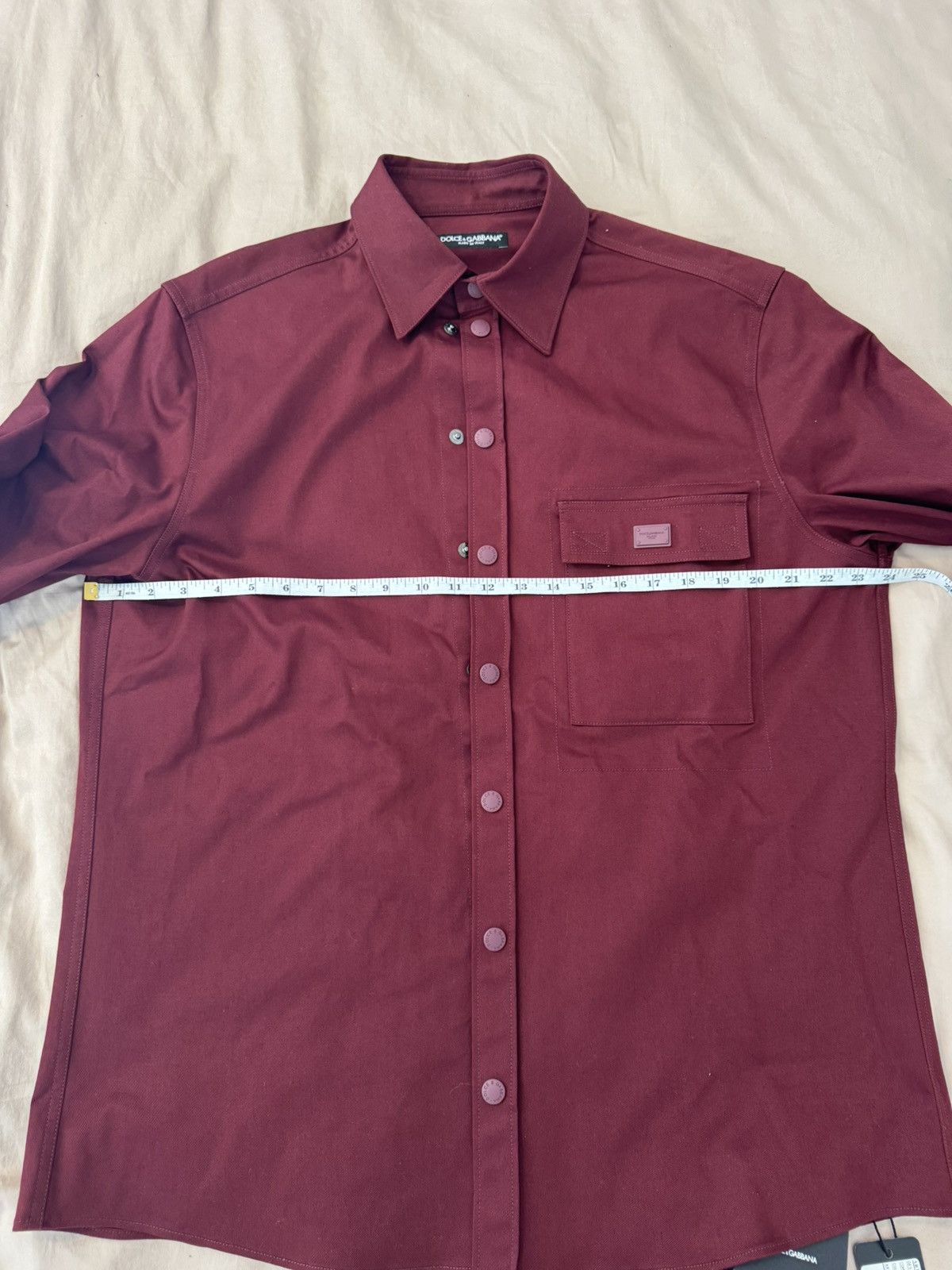 Dolce & Gabbana Dolce & Gabbana cotton overshirt with tag in Bordeaux Size US L / EU 52-54 / 3 - 3 Thumbnail