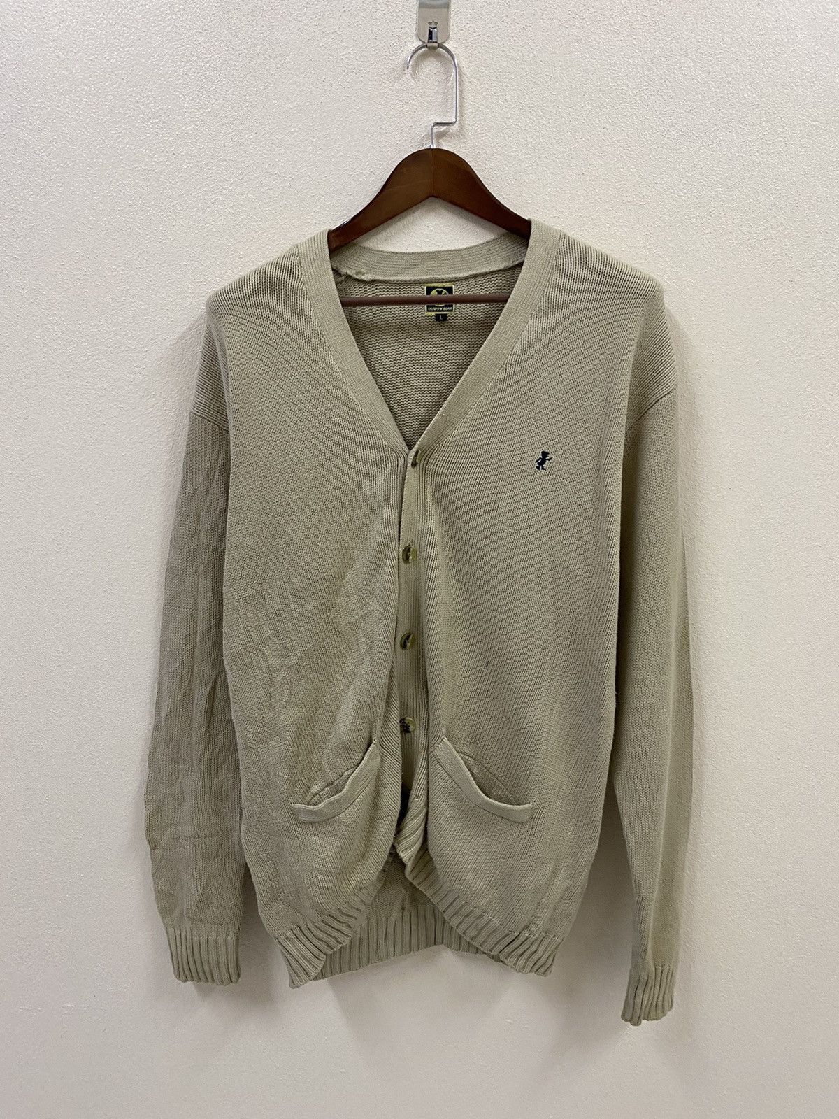 Japanese Brand × Vintage Vtg Shadow Bear Cardigan Knit Size US L / EU 52-54 / 3 - 1 Thumbnail