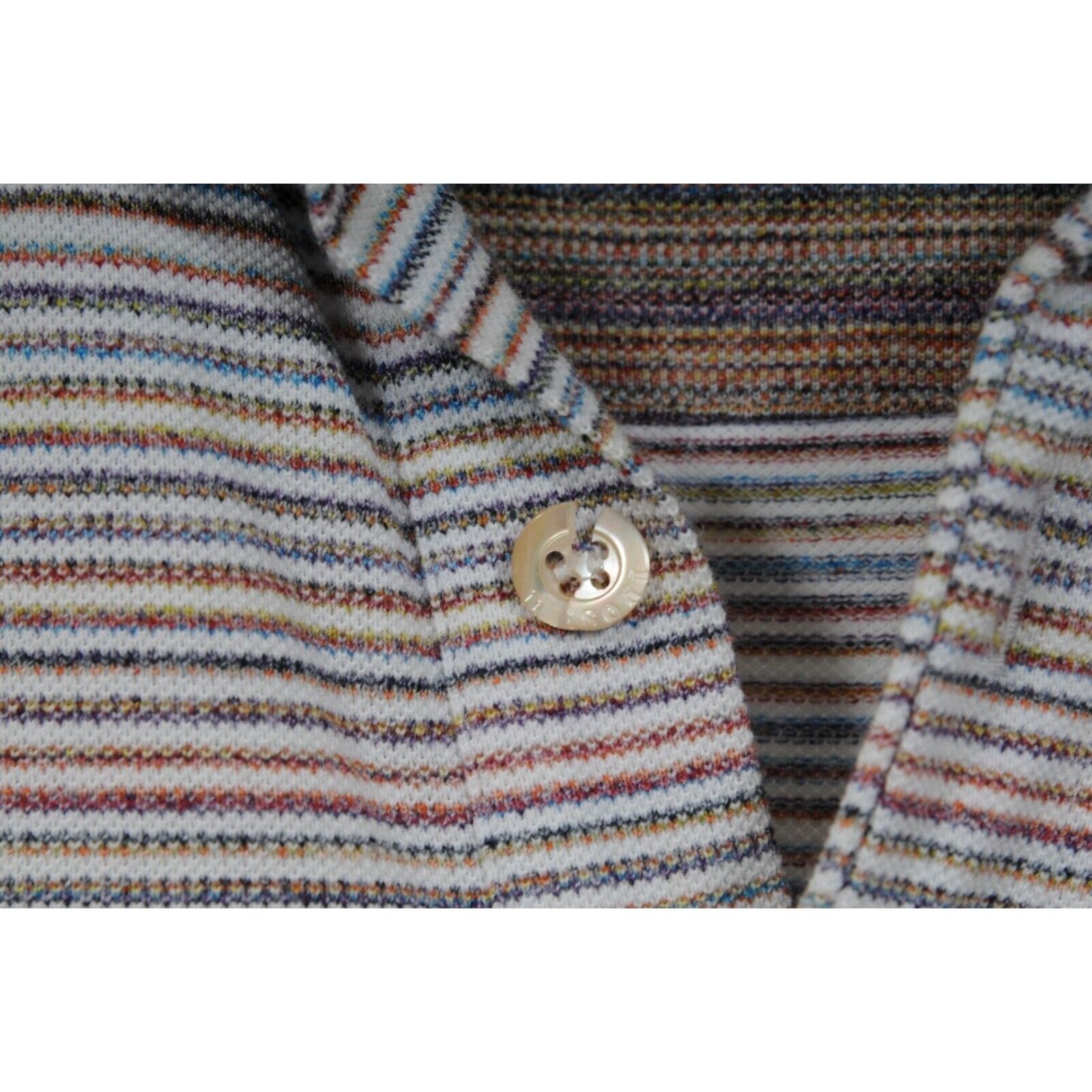 Missoni Striped Polo Shirt Blue White Orange Size US M / EU 48-50 / 2 - 5 Thumbnail