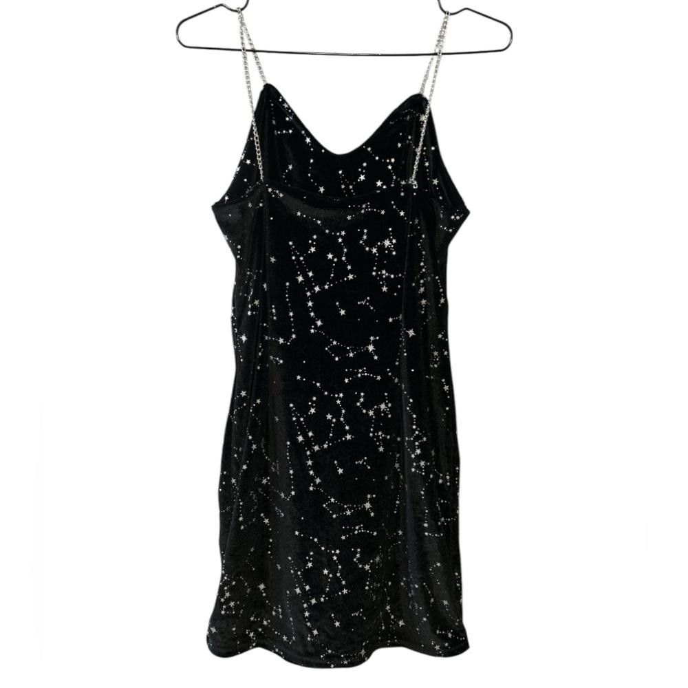 Designer Starlit Velvet Dress with Chain Straps Size S / US 4 / IT 40 - 3 Thumbnail