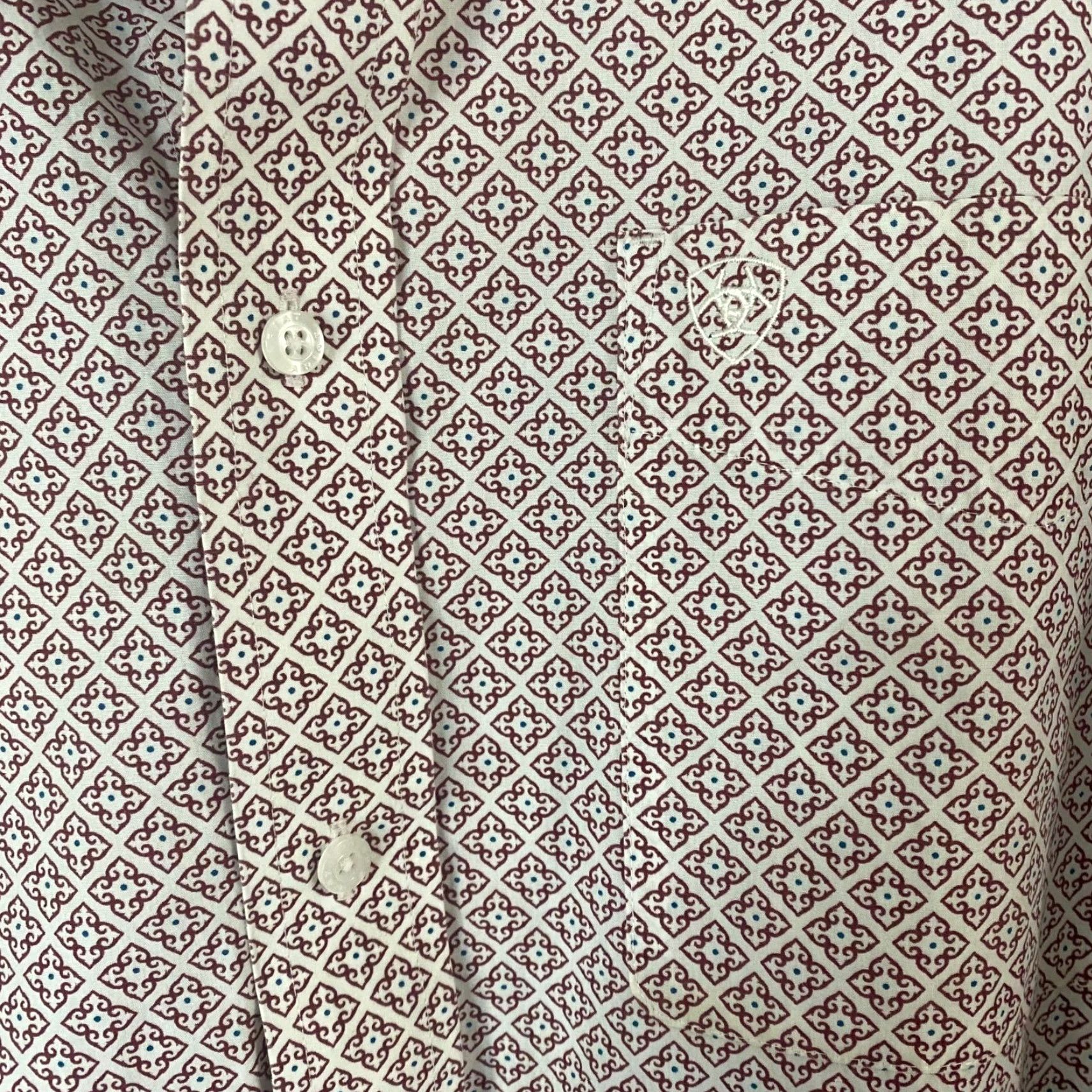 Ariat VINTAGE Ariat Western Button-Down Shirt Long Sleeve Geometric Contrasting Cuffs Mens XL Size US XL / EU 56 / 4 - 6 Thumbnail