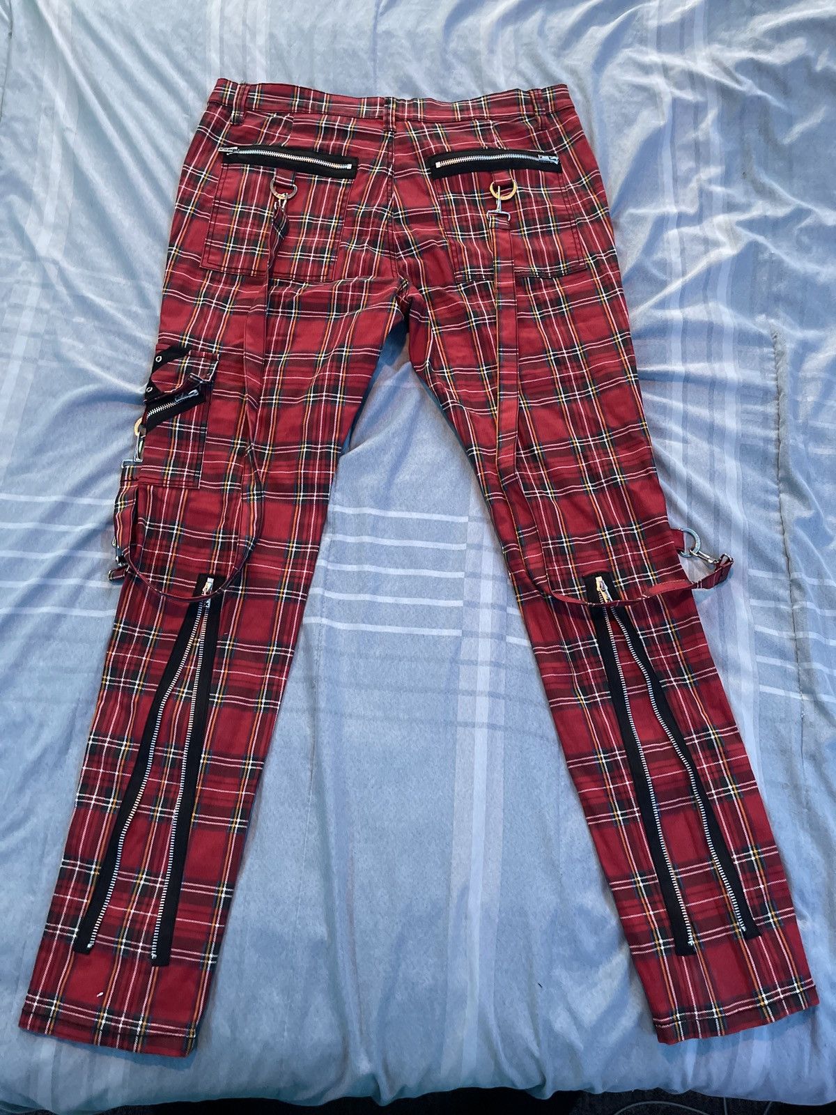 Image of Tripp NYC Classic Slim Leg Bondage Pant Red Plaid, Men's (Size 38)