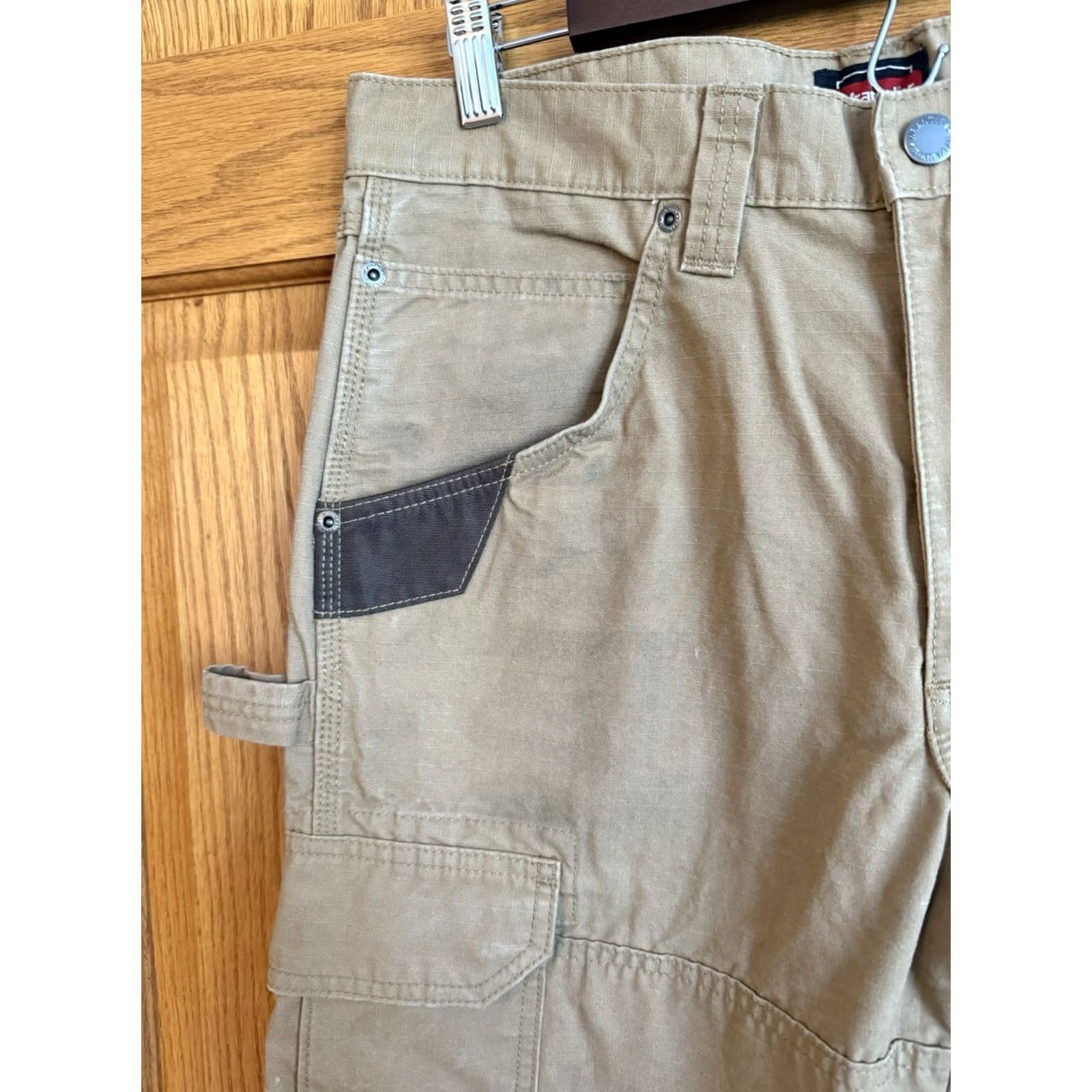 Wrangler Wrangler Workwear Khaki Cargo Carpenter Pants Mens 32x30 Brown Heavy Duty Size US 32 / EU 48 - 2 Thumbnail