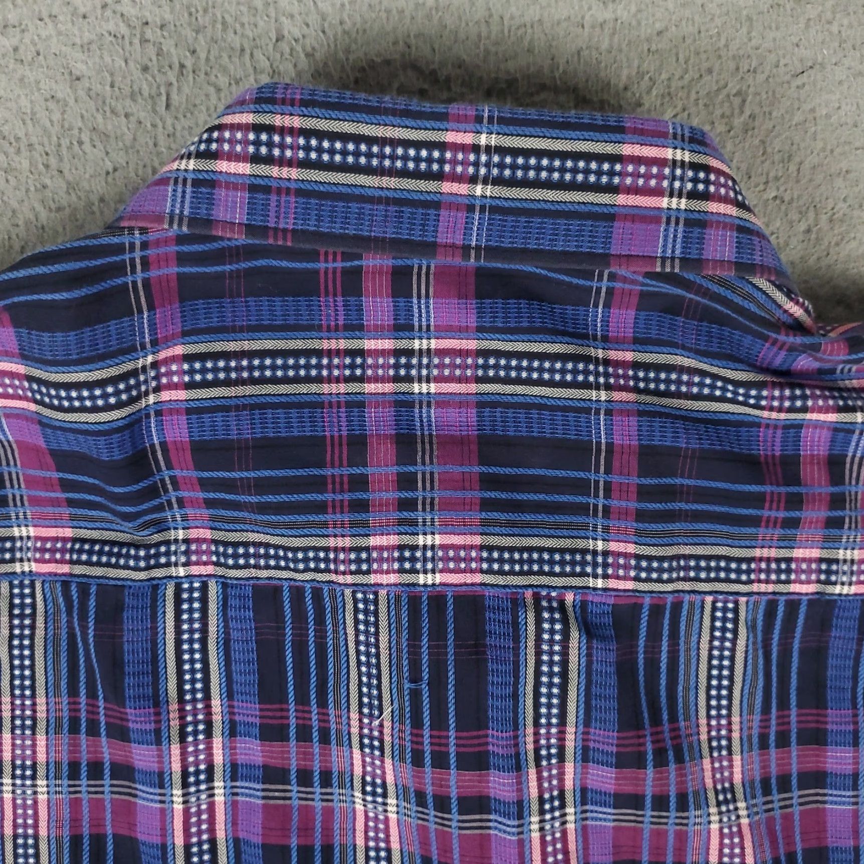 BUGATCHI Bugatchi Uomo Shirt Mens L Purple Plaid Classic Fit Button-Up Long Sleeve Size US L / EU 52-54 / 3 - 3 Thumbnail