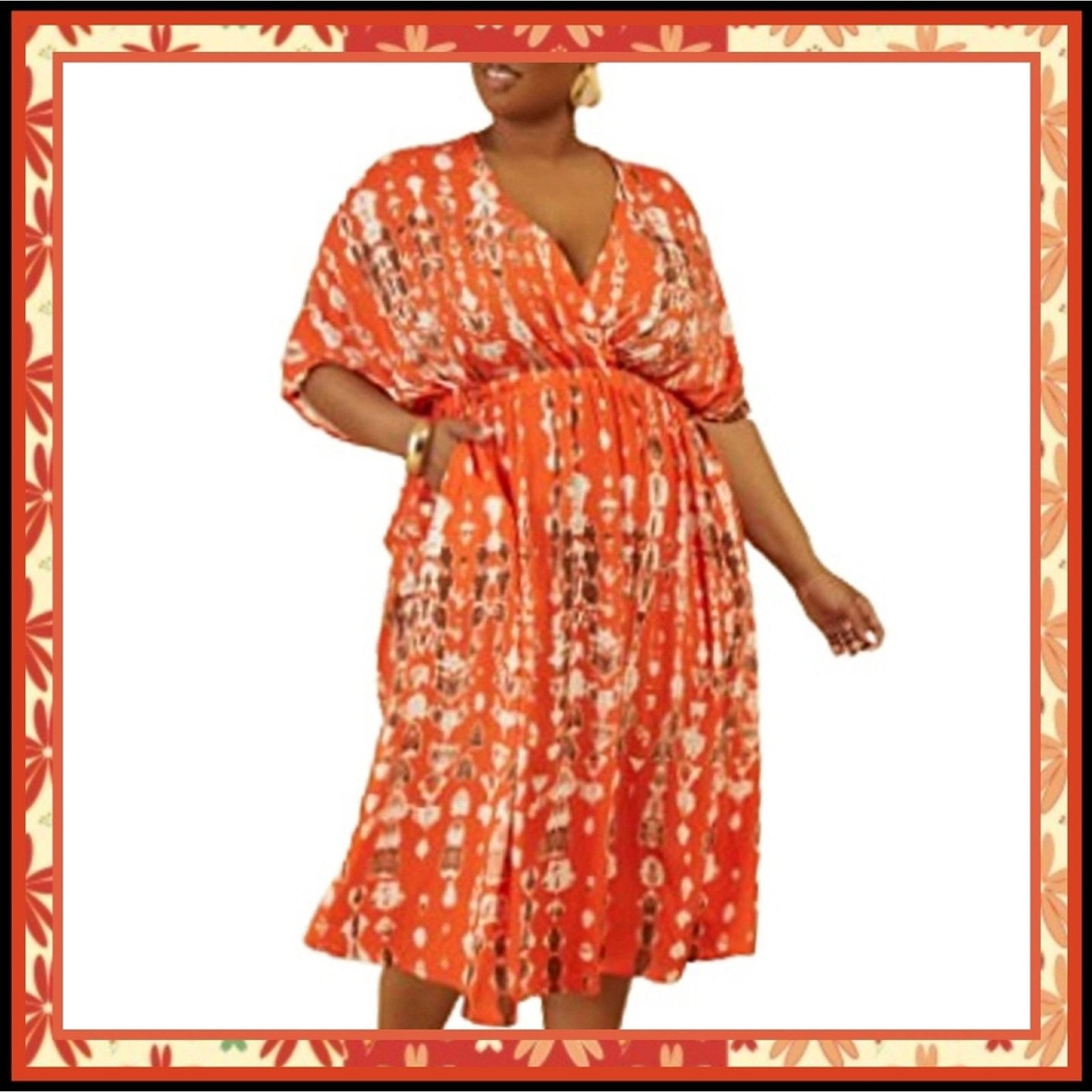 Other MANDARINE ☆ ABSTRACT PRINT ☆ MIDI DRESS ☆ 5x ☆ NWT Size 4XL / US 24-26 - 1 Thumbnail