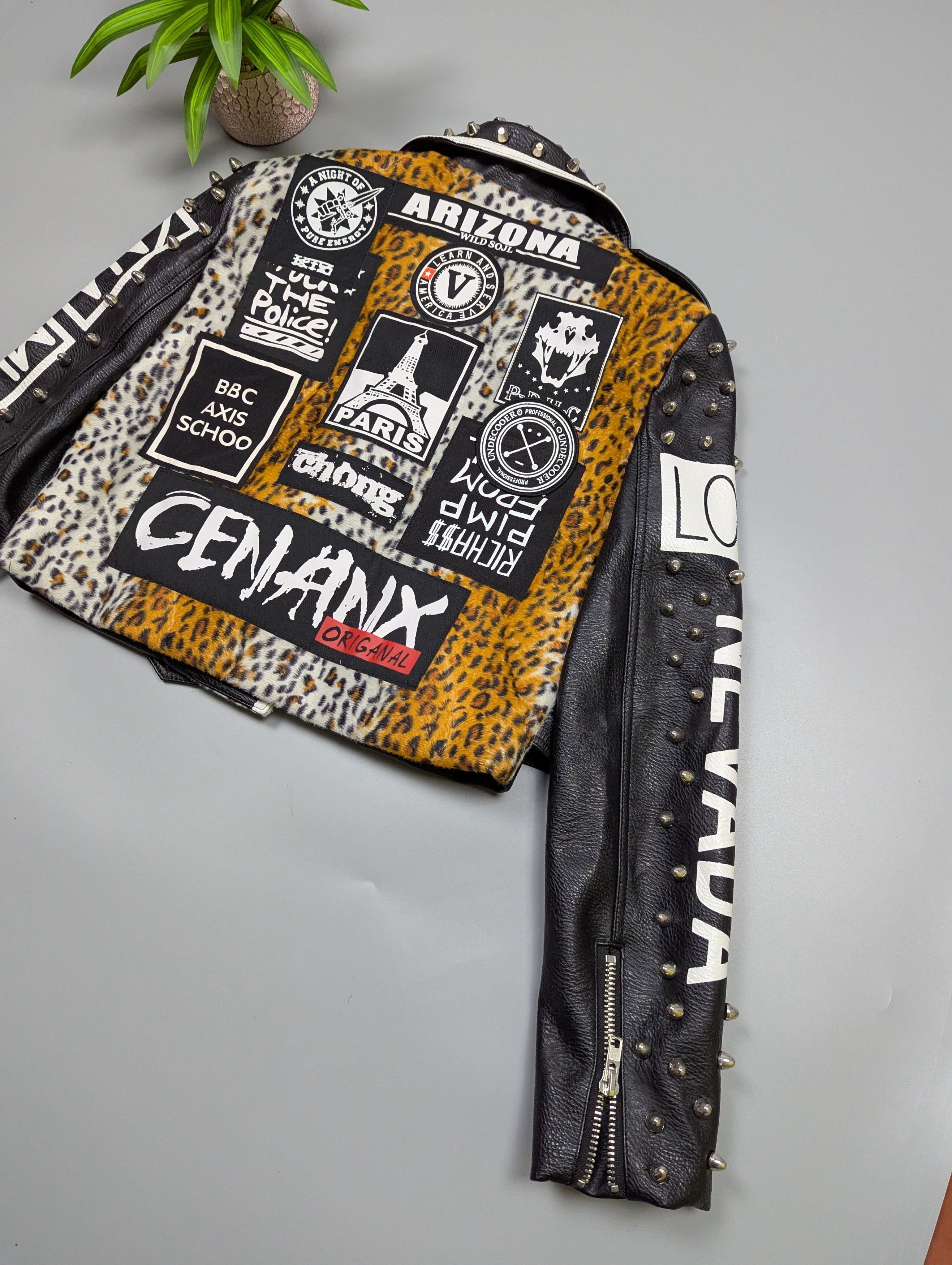 Hysteric Glamour Y2K Punk Rock Studded Graffiti Jacket Biker Leather Style Size M / US 6-8 / IT 42-44 - 16 Thumbnail