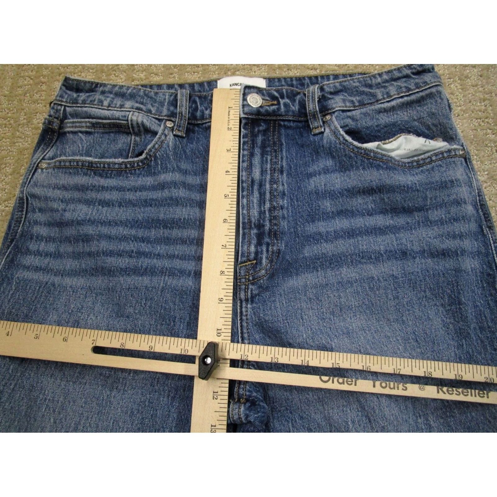 Vintage Kancan Jeans Women 32x32 Light Blue High Rise Straight Denim 5-Pocket Logo Hipster School Size 24" / US 00 / IT 34 - 6 Thumbnail