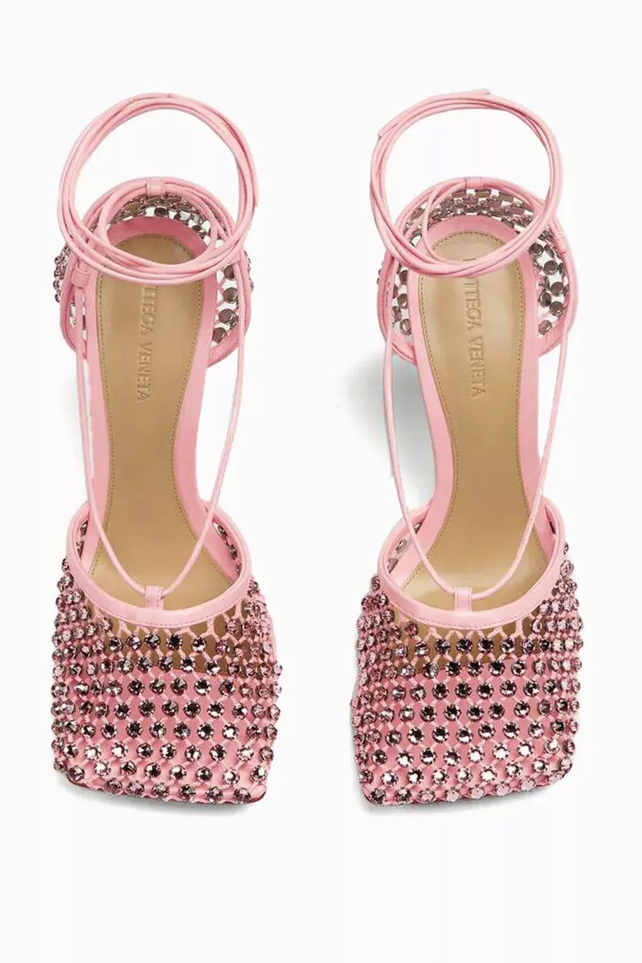 Bottega Veneta o1n1vont1224 Sparkle Stretch Lace- Up Sandals in Pink Size US 12 / IT 42 - 4 Thumbnail