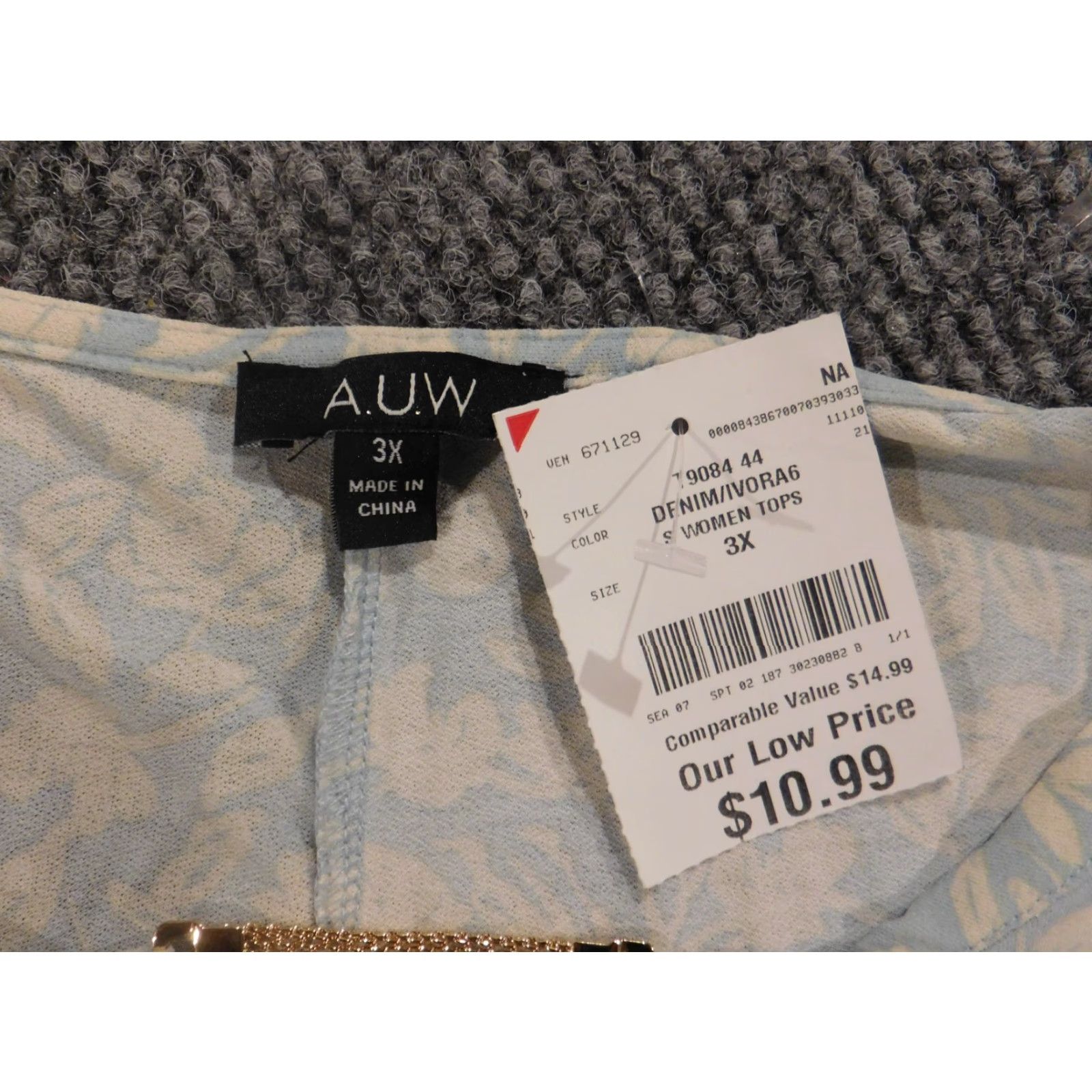 Vintage A.U.W. Womens Blouse 3X Plus Blue Floral Pullover Top Smooth Round Neck Sleeveless Casual Cotton Ruffle Vintage No Size XXL / US 16-18 / IT 52-54 - 5 Thumbnail