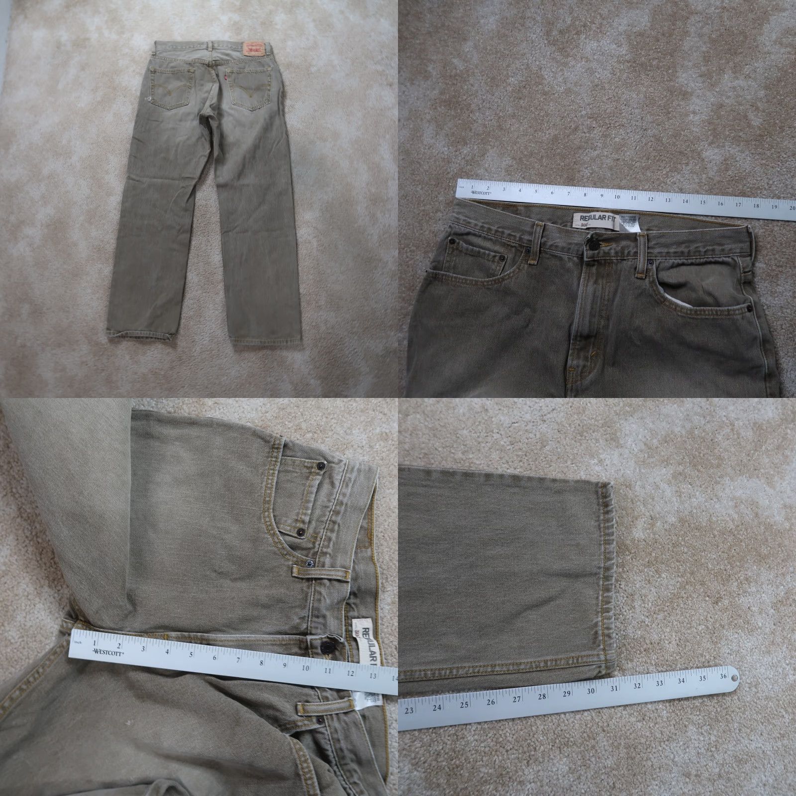 Levi's Levi's 505 Regular Fit Straight Leg Jeans Mens 36x32 Beige Denim Pants Size US 36 / EU 52 - 8 Thumbnail