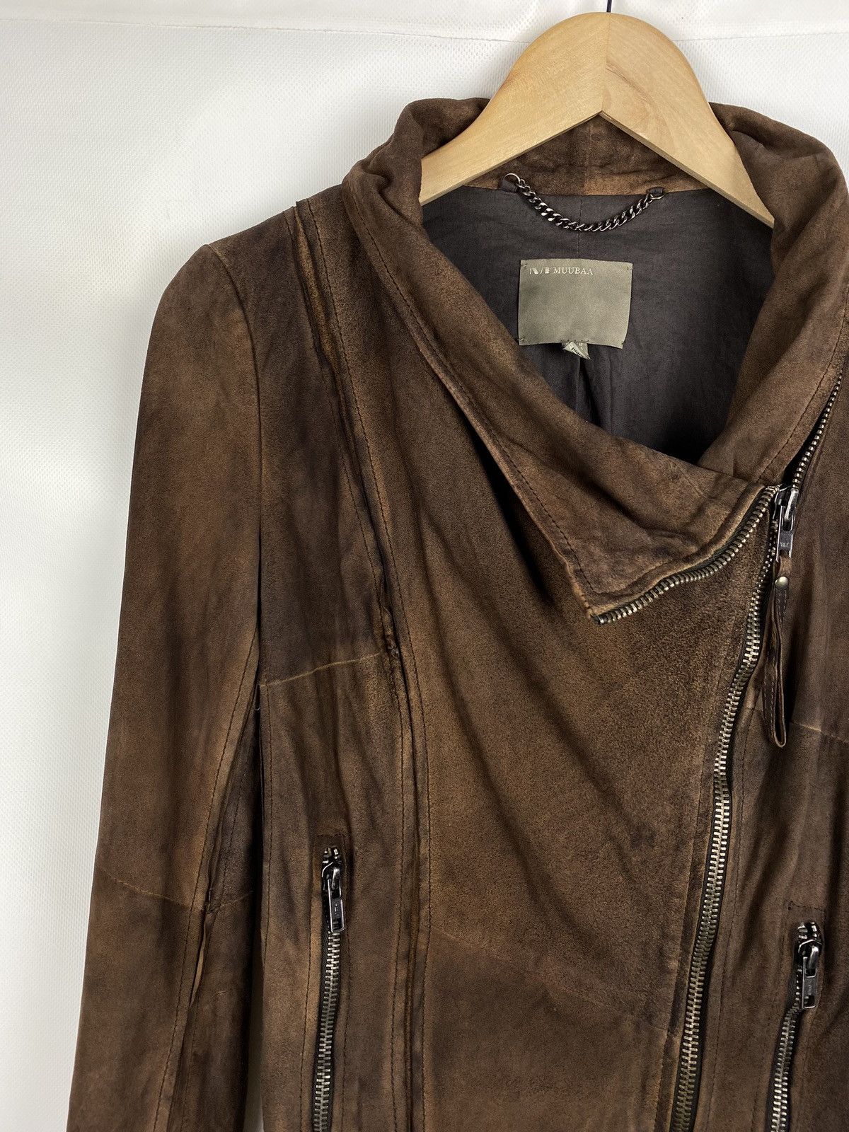 Designer × Muubaa Muubaa ladies goat suede avant-garde biker jacket Size M / US 6-8 / IT 42-44 - 4 Thumbnail