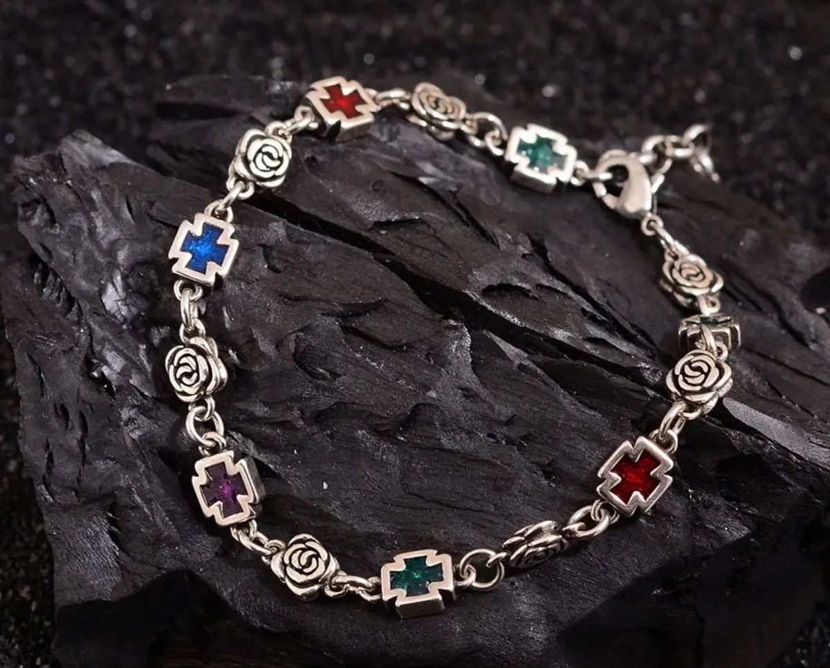 Jewelry Sweet Rose Flower Cross Shiny Colorful Crystal Bracelet Size ONE SIZE - 2 Thumbnail