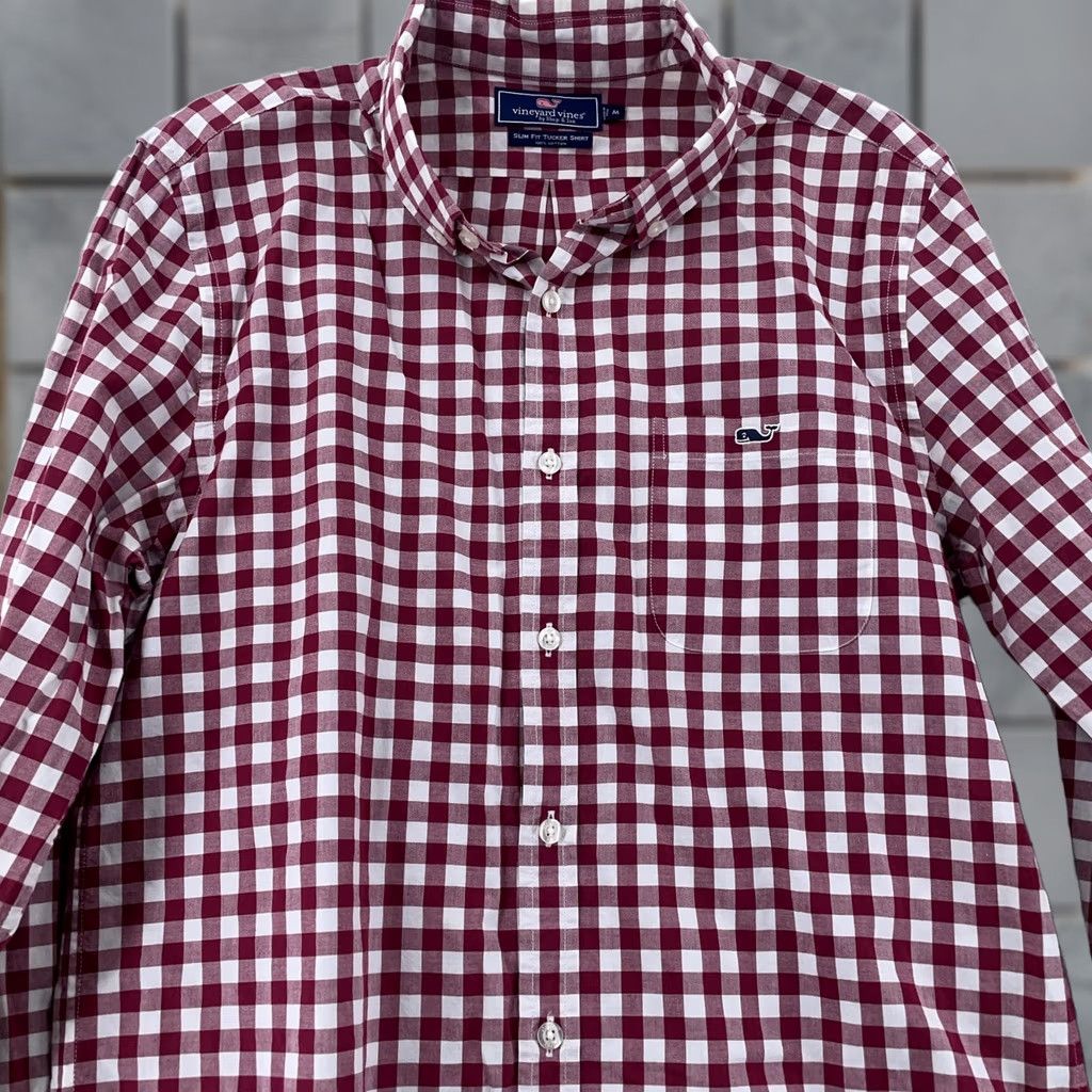 Vineyard Vines Vineyard Vines Slim Fit Tucker Shirt Mens M Red Gingham White L/S Button Down Size US M / EU 48-50 / 2 - 1 Thumbnail