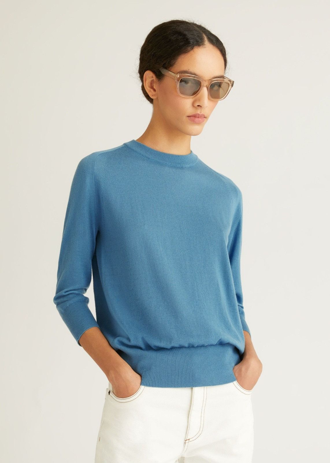 Loro Piana o1srvl11e1224 Roundneck Sweater in Blue Size M / US 6-8 / IT 42-44 - 4 Thumbnail