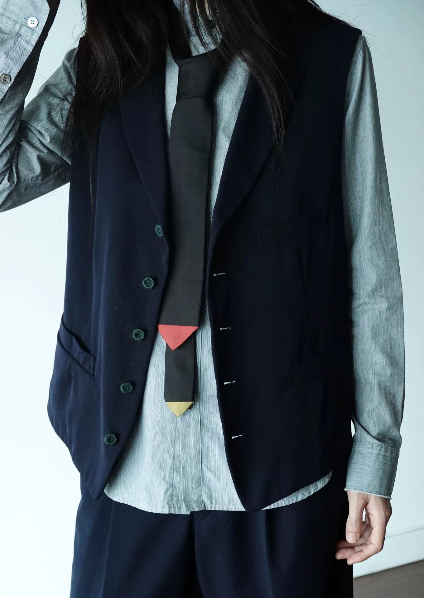 Y's for Men Navy Wool Vest for Unisex Styling Size M / US 6-8 / IT 42-44 - 1 Thumbnail