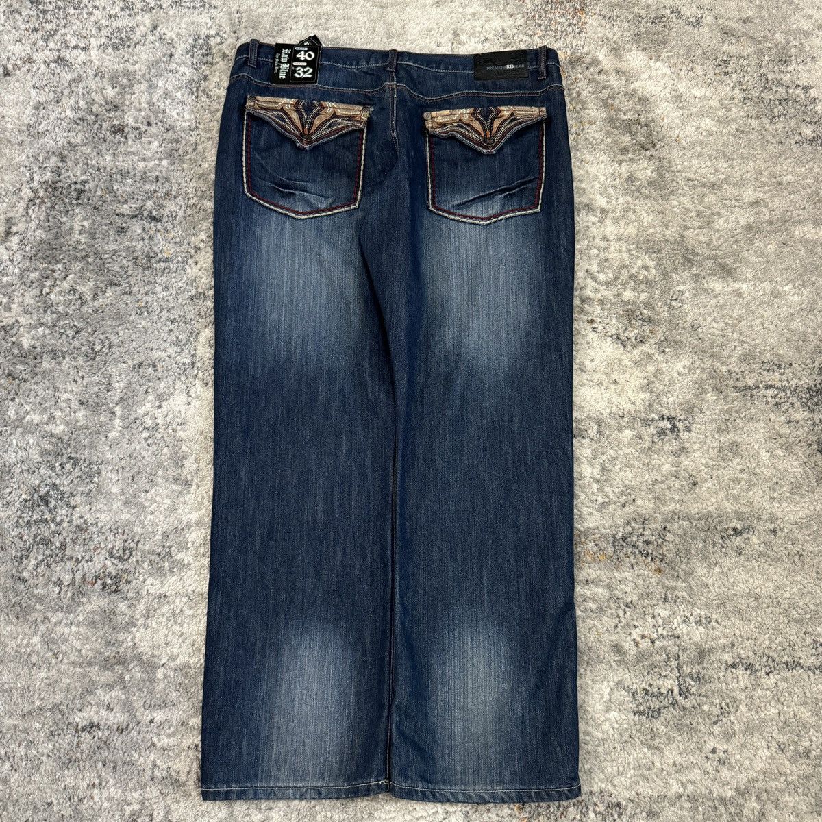 JNCO × Japanese Brand × Vintage Crazy Vintage y2k Raw blue baggy wide leg embroidered jeans Size US 40 / EU 56 - 1 Thumbnail