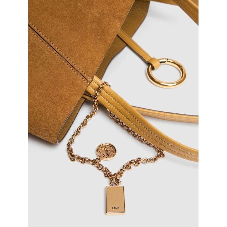 Chloe Chloe Medium Spin Gold Khaki Suede Tote Bag New & Authentic Size ONE SIZE - 4 Thumbnail