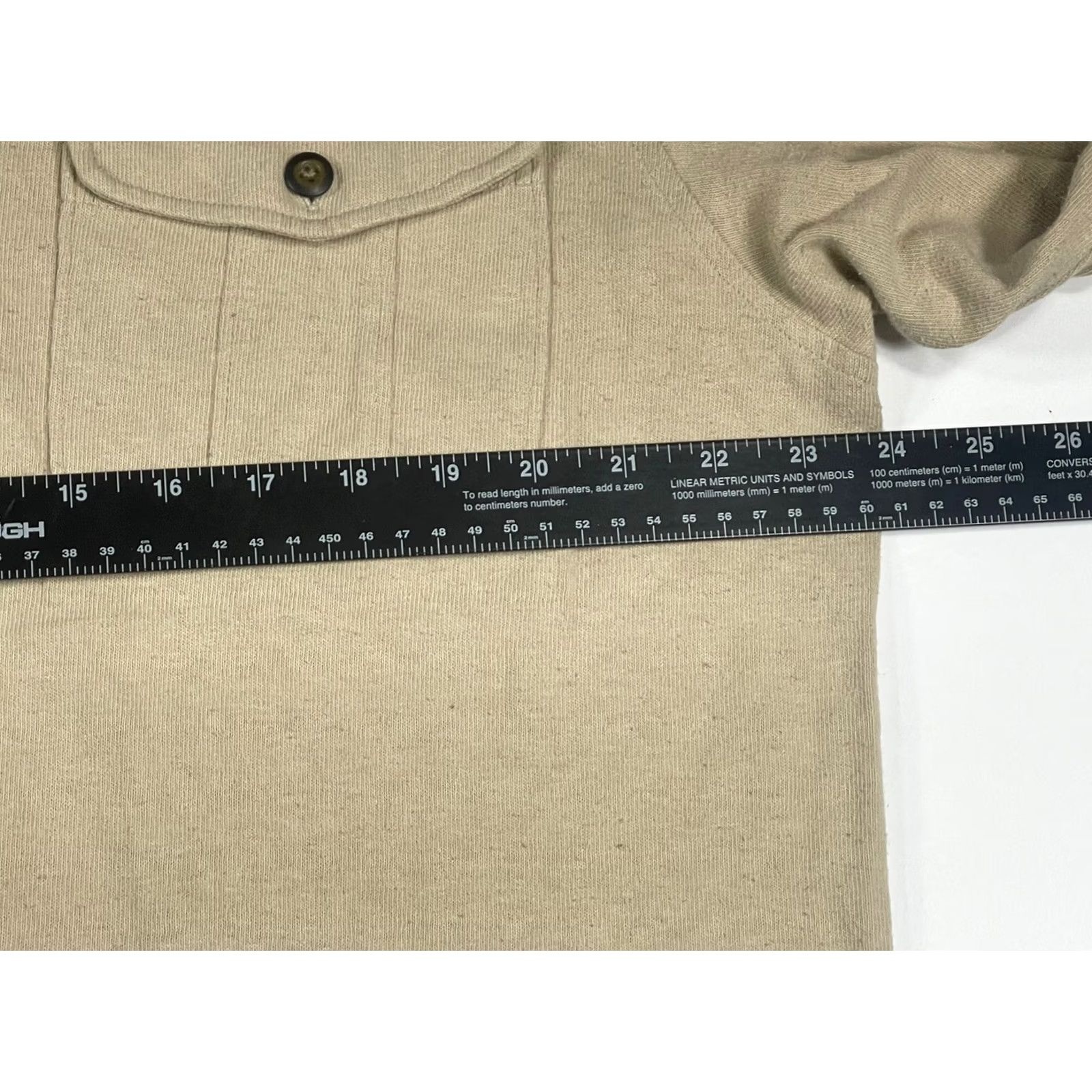 Vintage Structure Mens Long Sleeve Polo Shirt L Beige Collared Button 100% Cotton Size US L / EU 52-54 / 3 - 5 Thumbnail